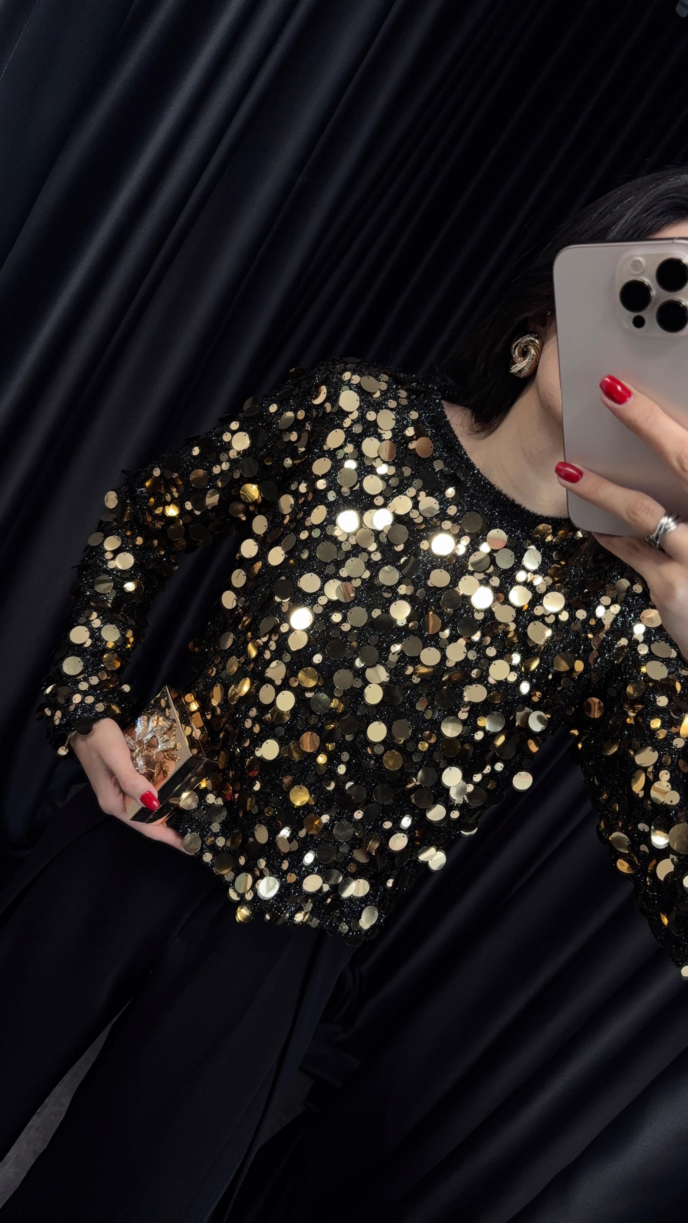 Pullu Simli Gold Bluz