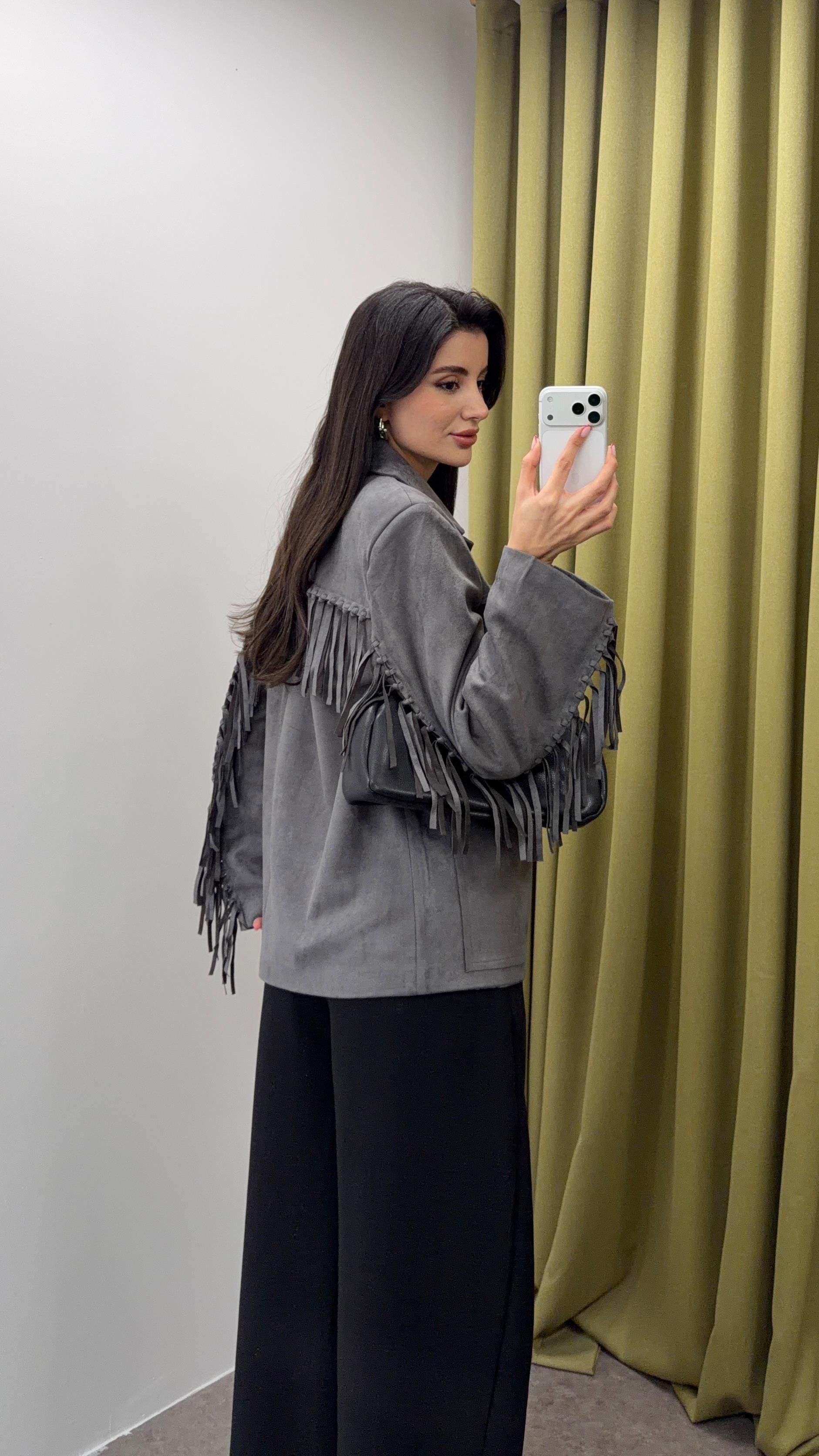 Püsküllü Süet Ceket