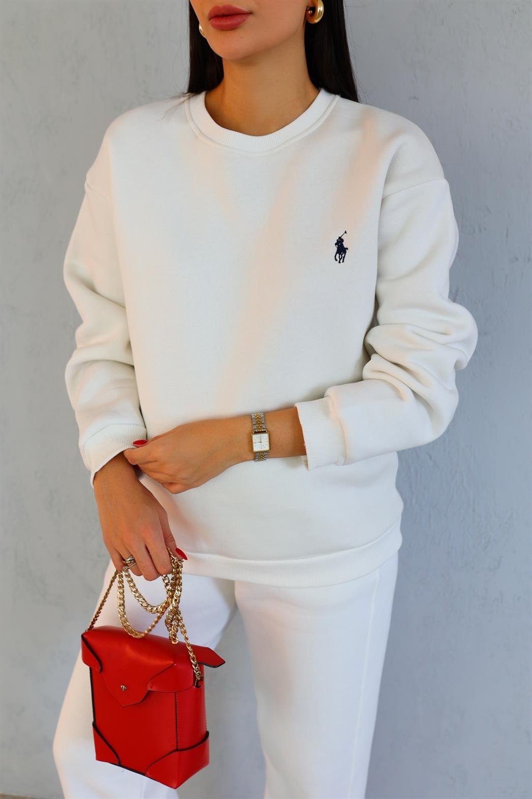 Ralph 3 İplik Beyaz Sweat