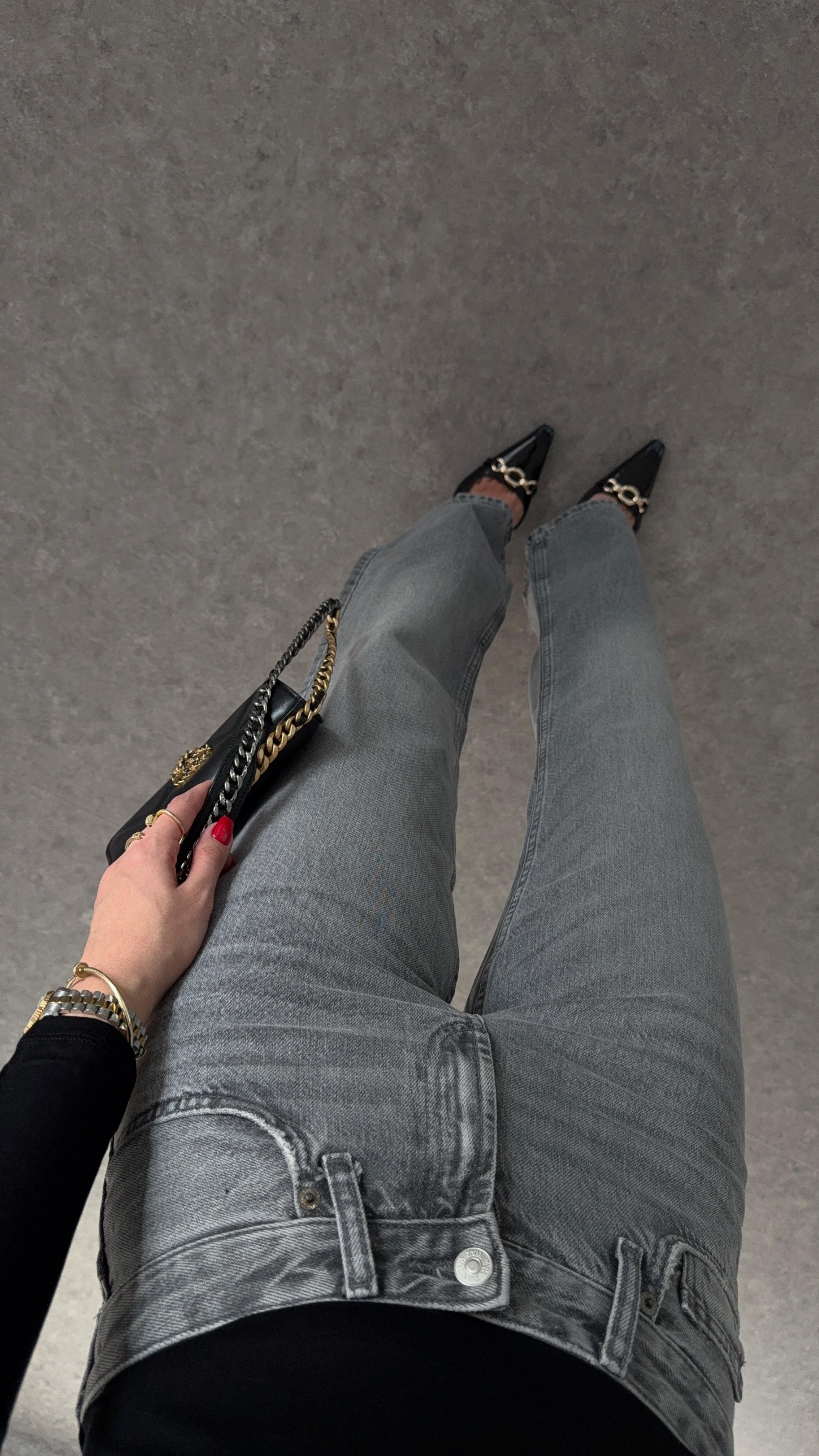 Relaxed Fit Gri Jean