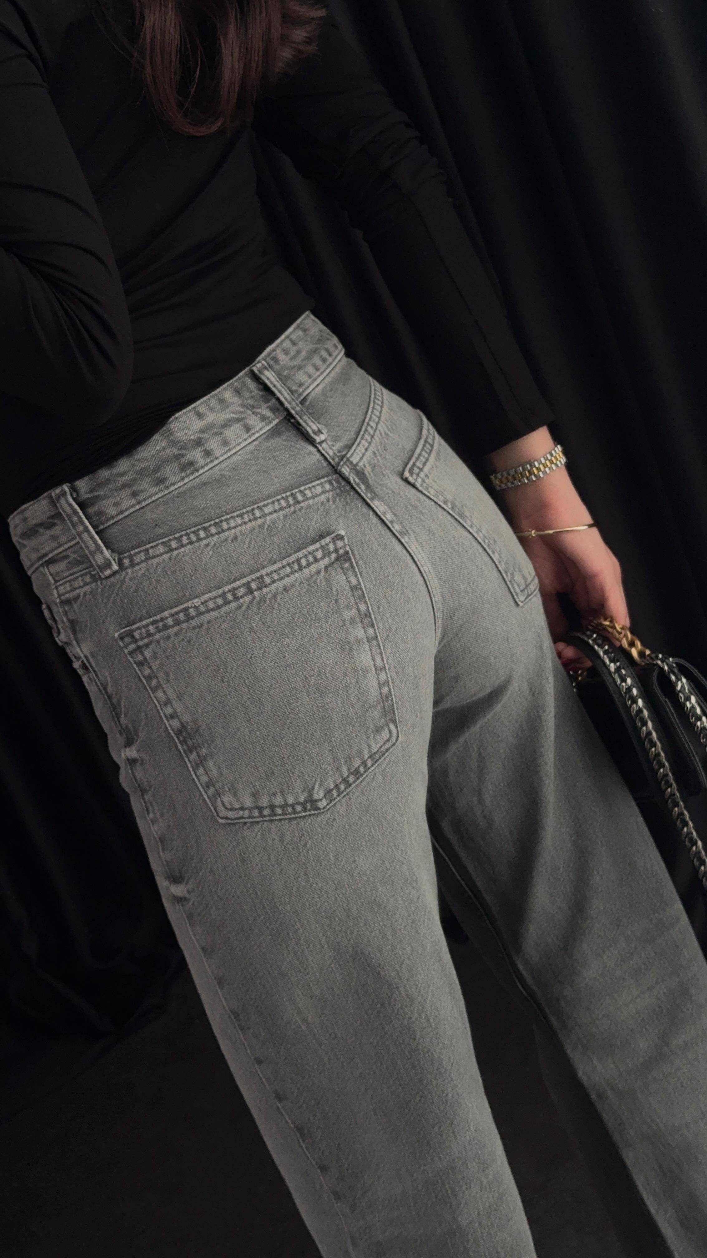 Relaxed Fit Gri Jean