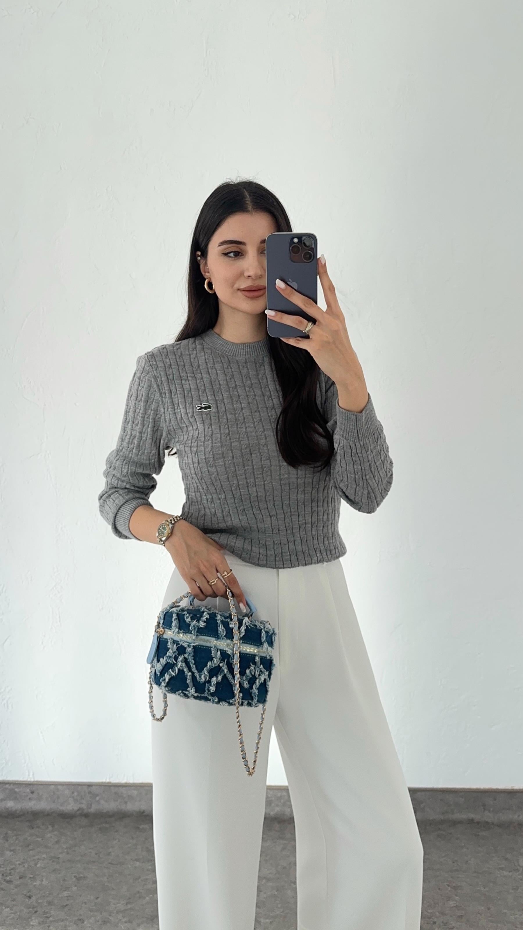 Saç Örgü Basic Gri Triko