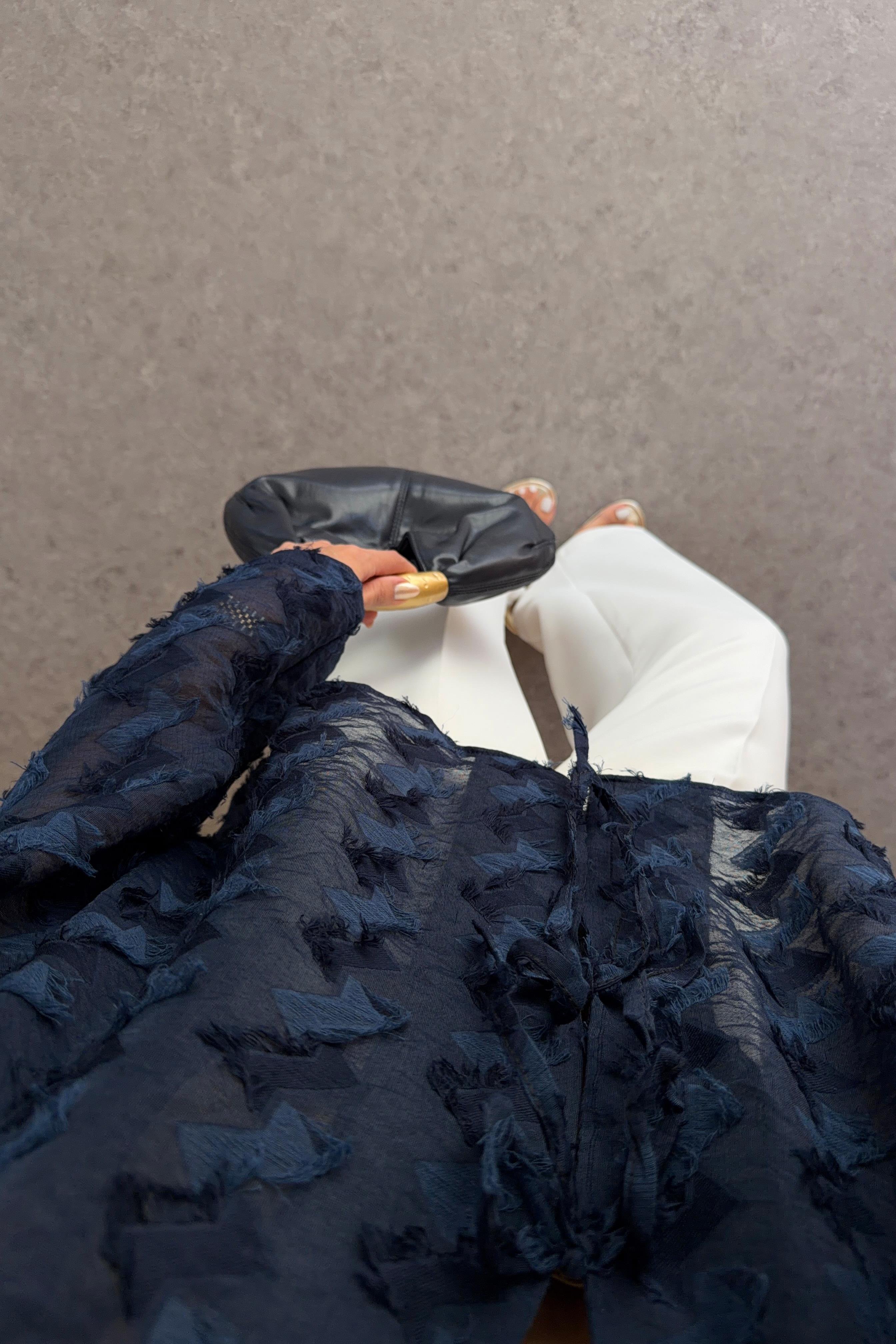 Saçaklı Lacivert Kimono