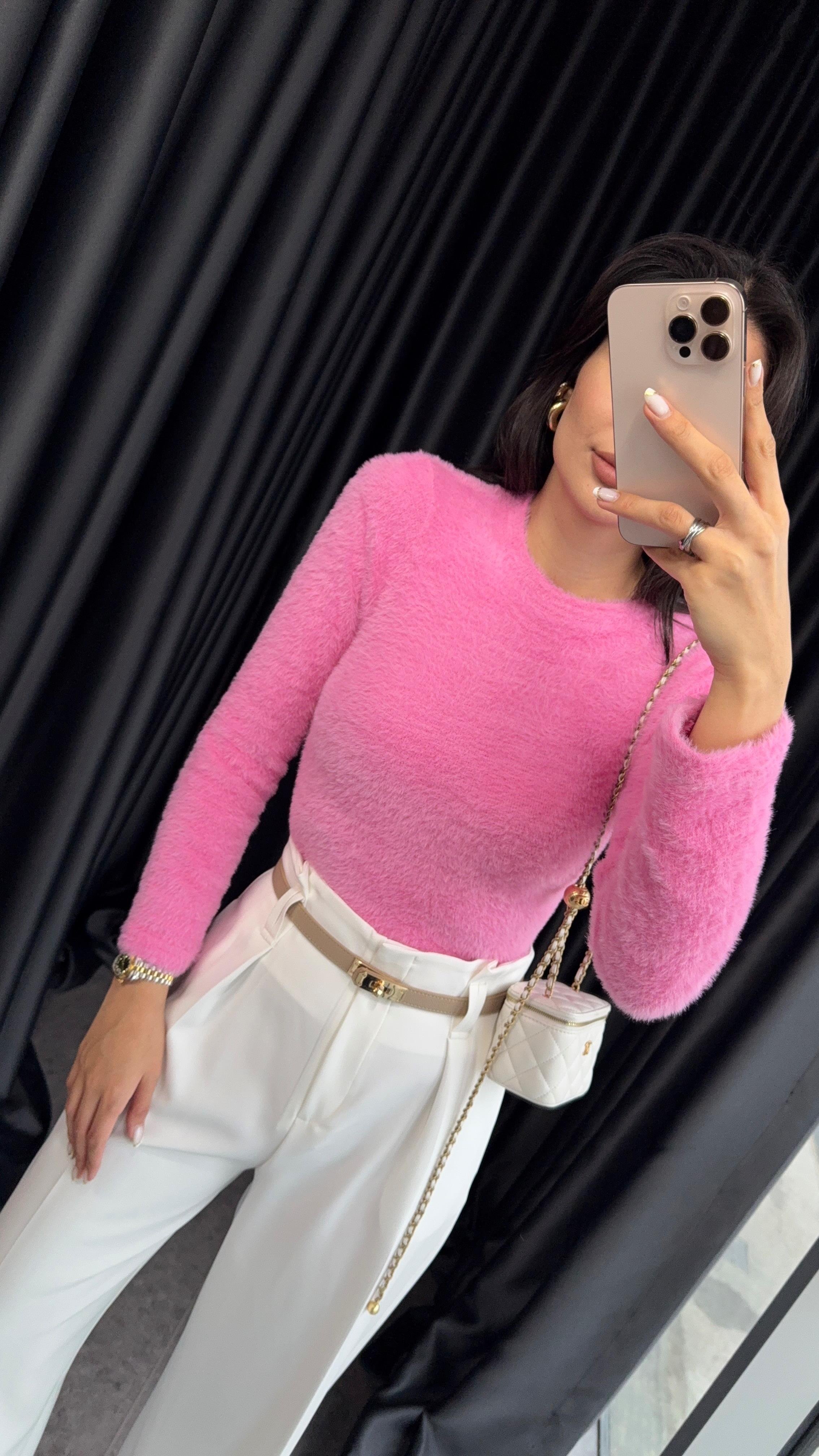 Sakallı Basic Pembe Triko