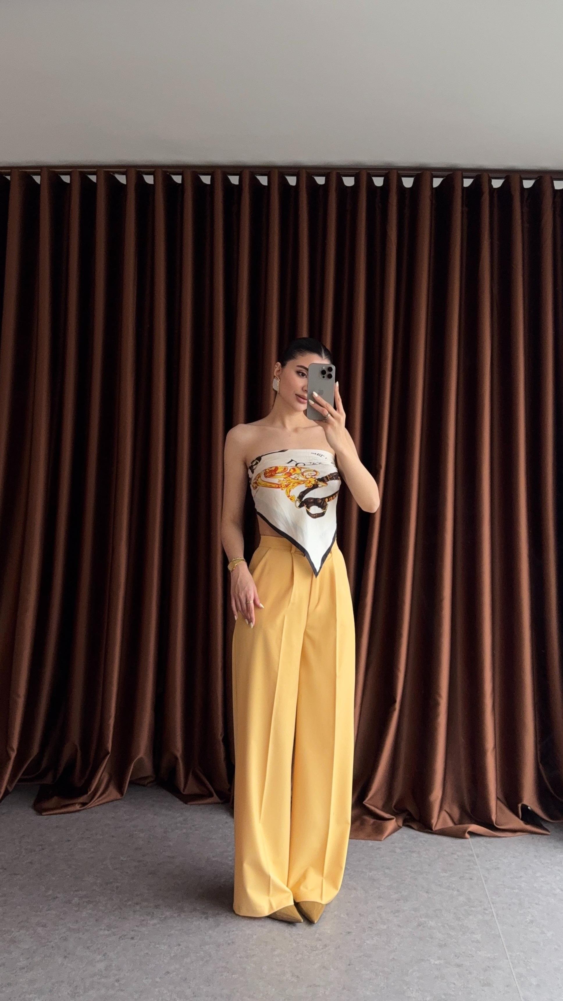 Sarı Palazzo Pantolon