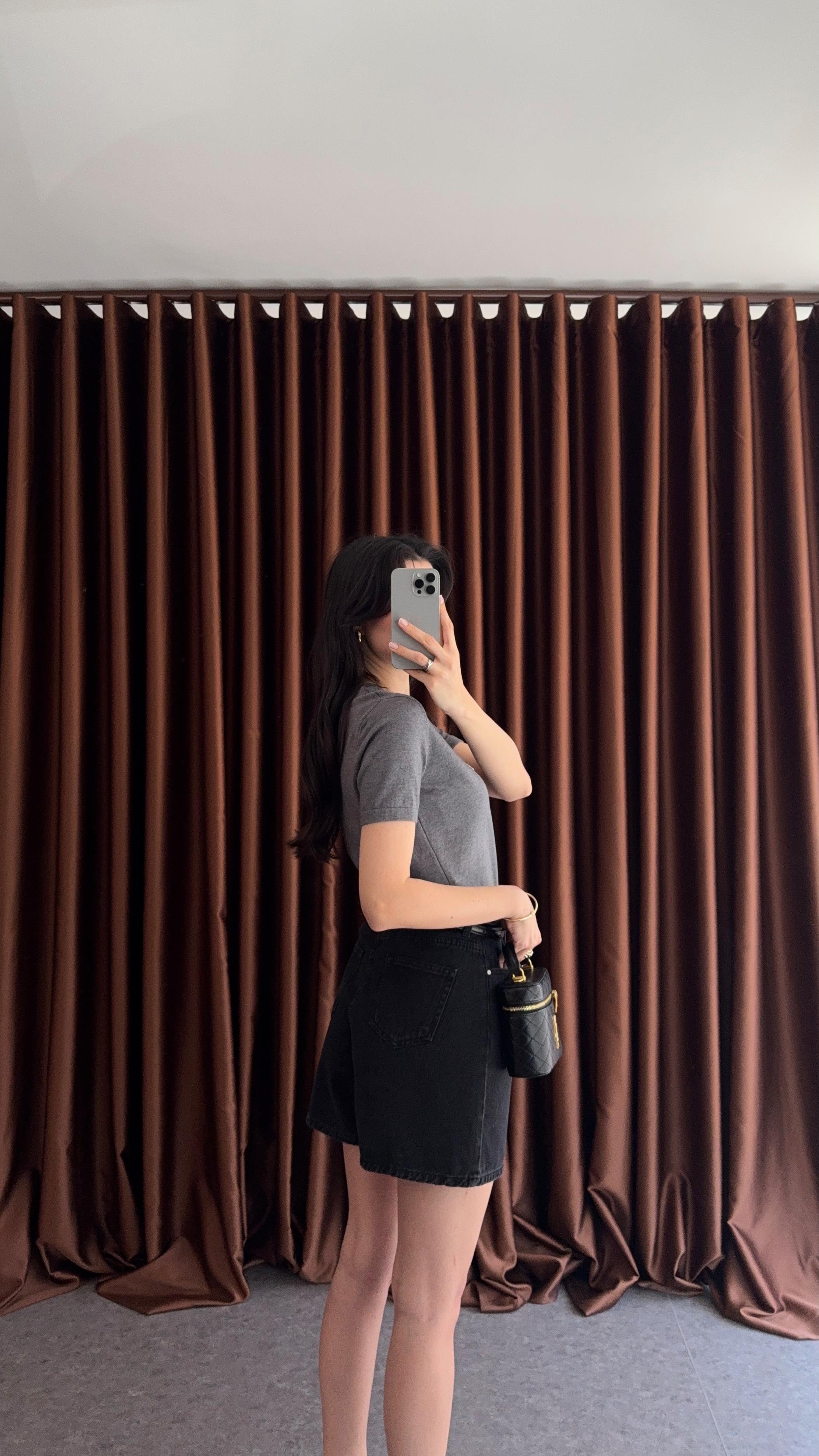 Şehir Boy Antrasit Denim Şort