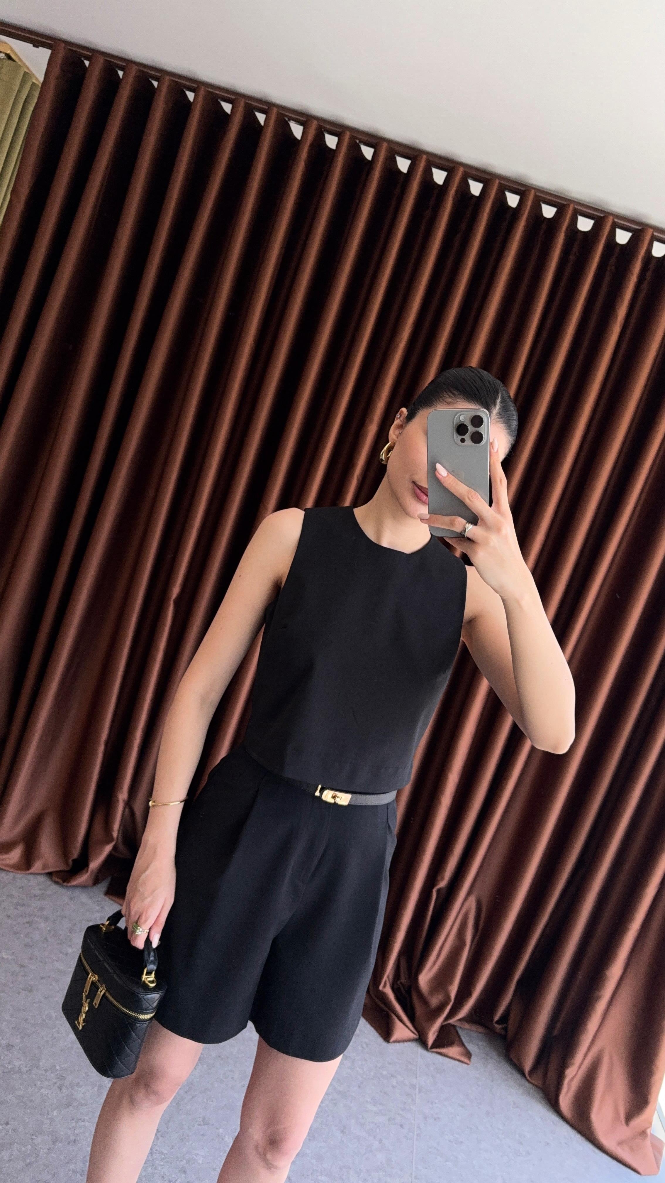Şehir Boy Siyah Şort Takım