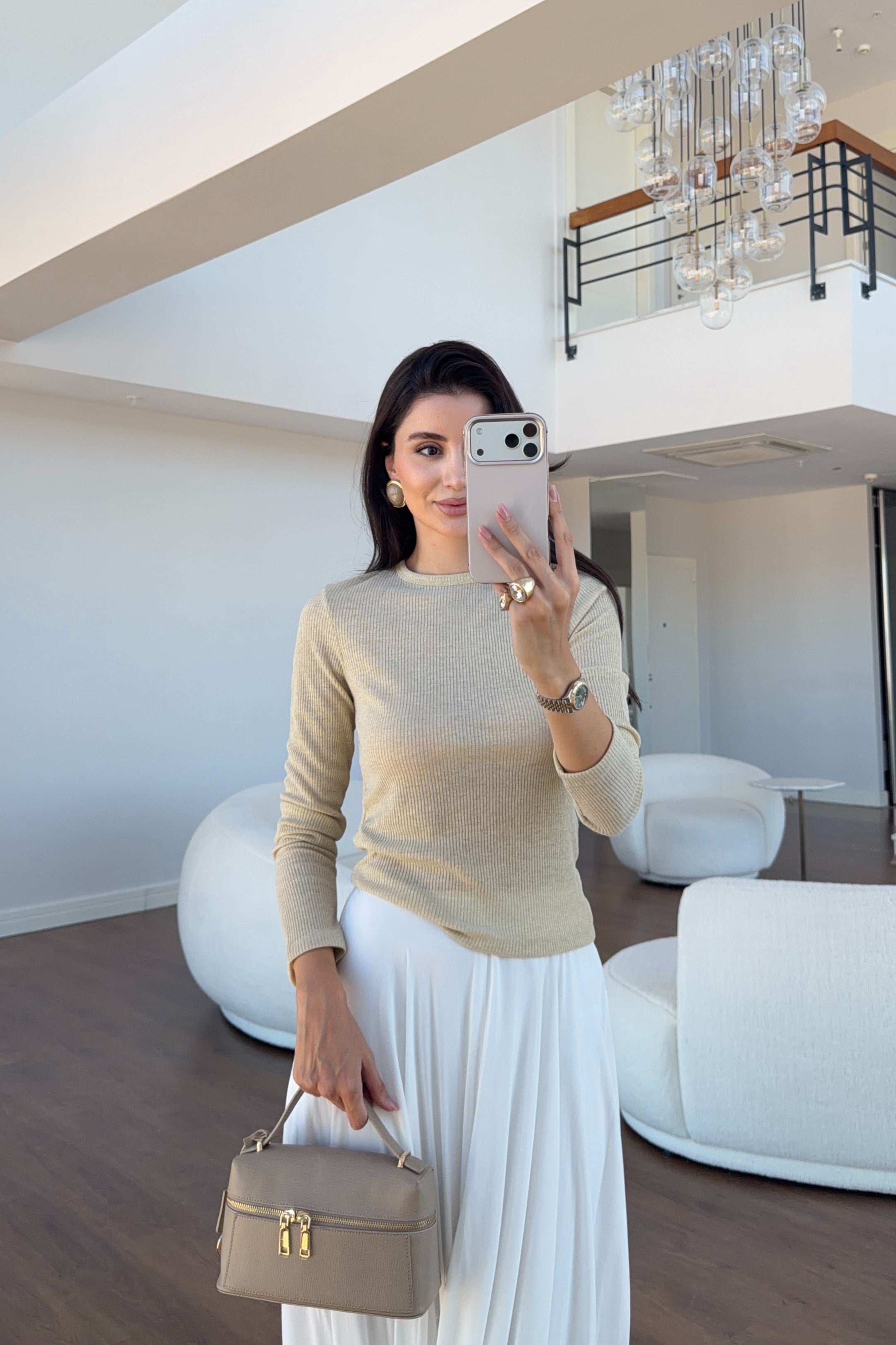 Simli Gold Uzun Kol Triko