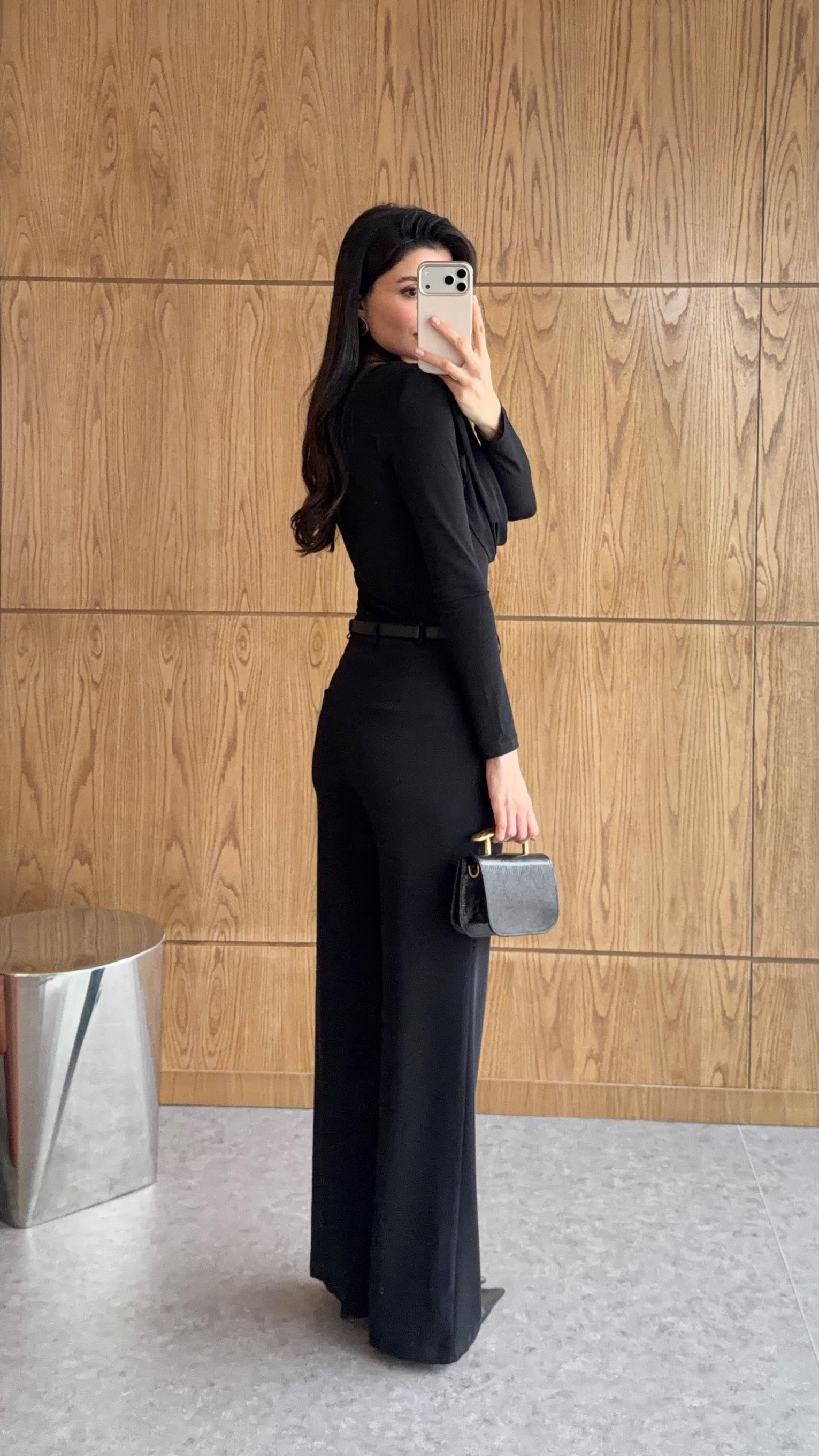 Siyah Akışkan Palazzo Pantolon