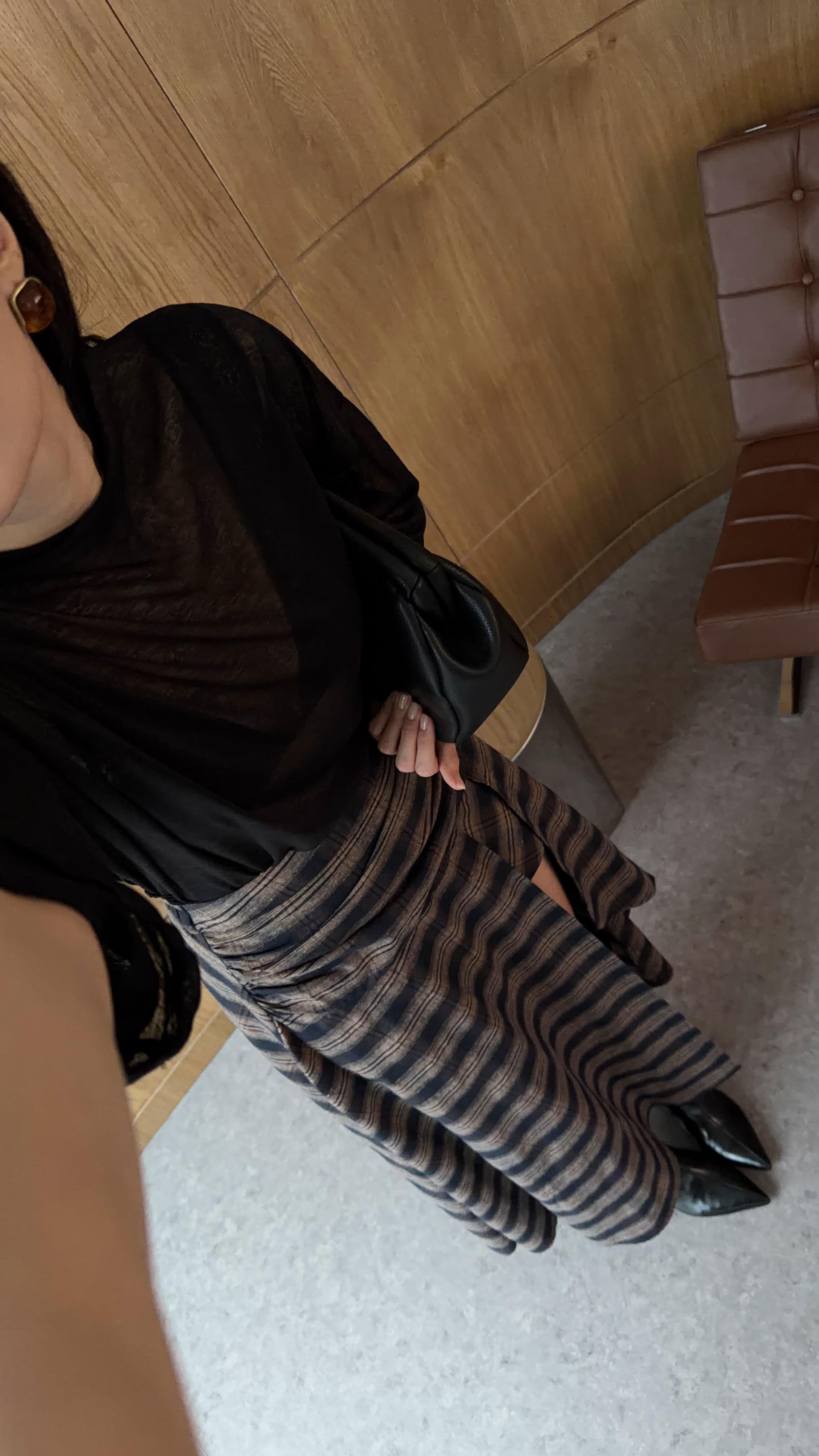 Siyah Basic Transparan Bluz