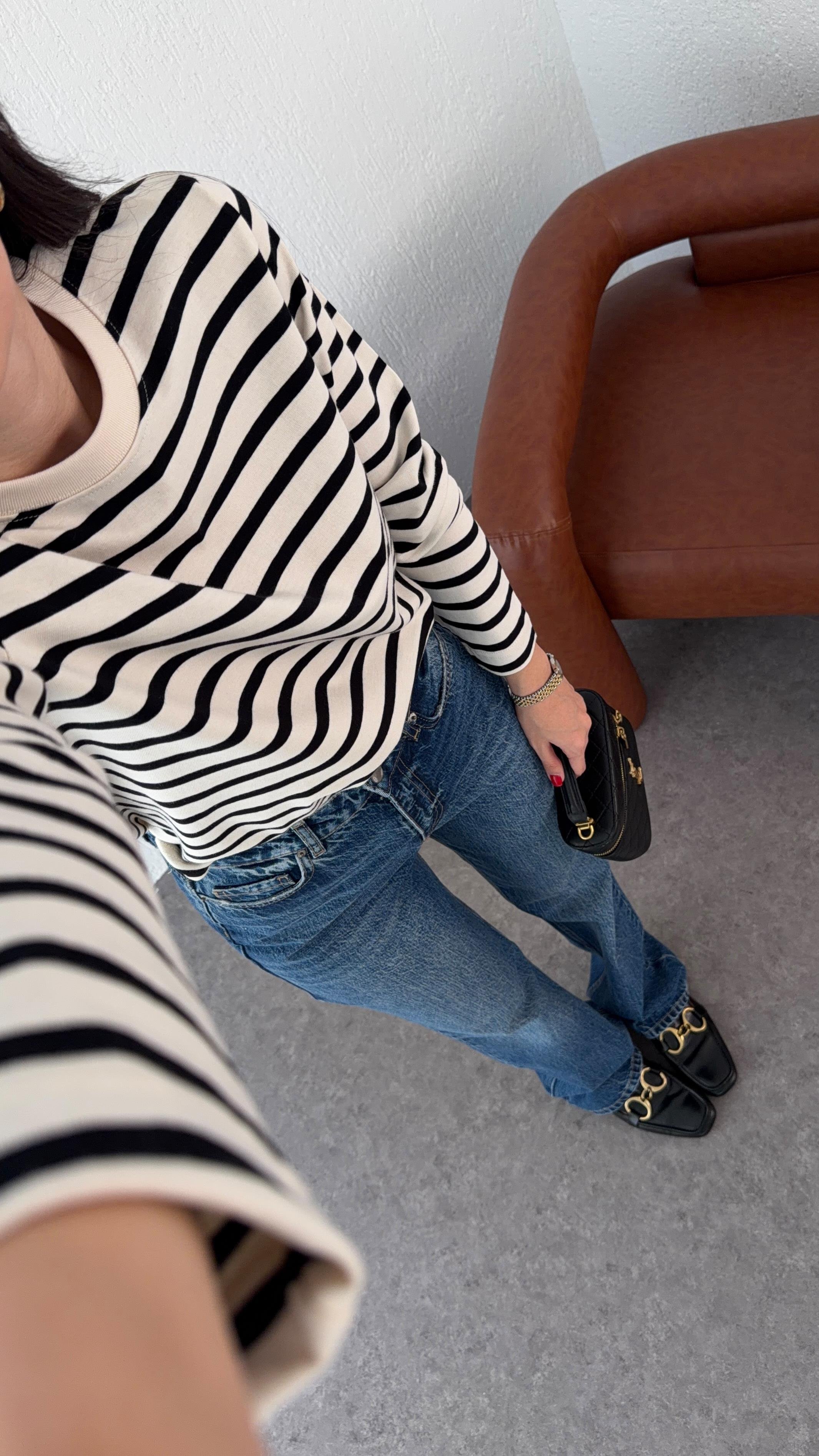 Siyah Çizgili Basic Sweat