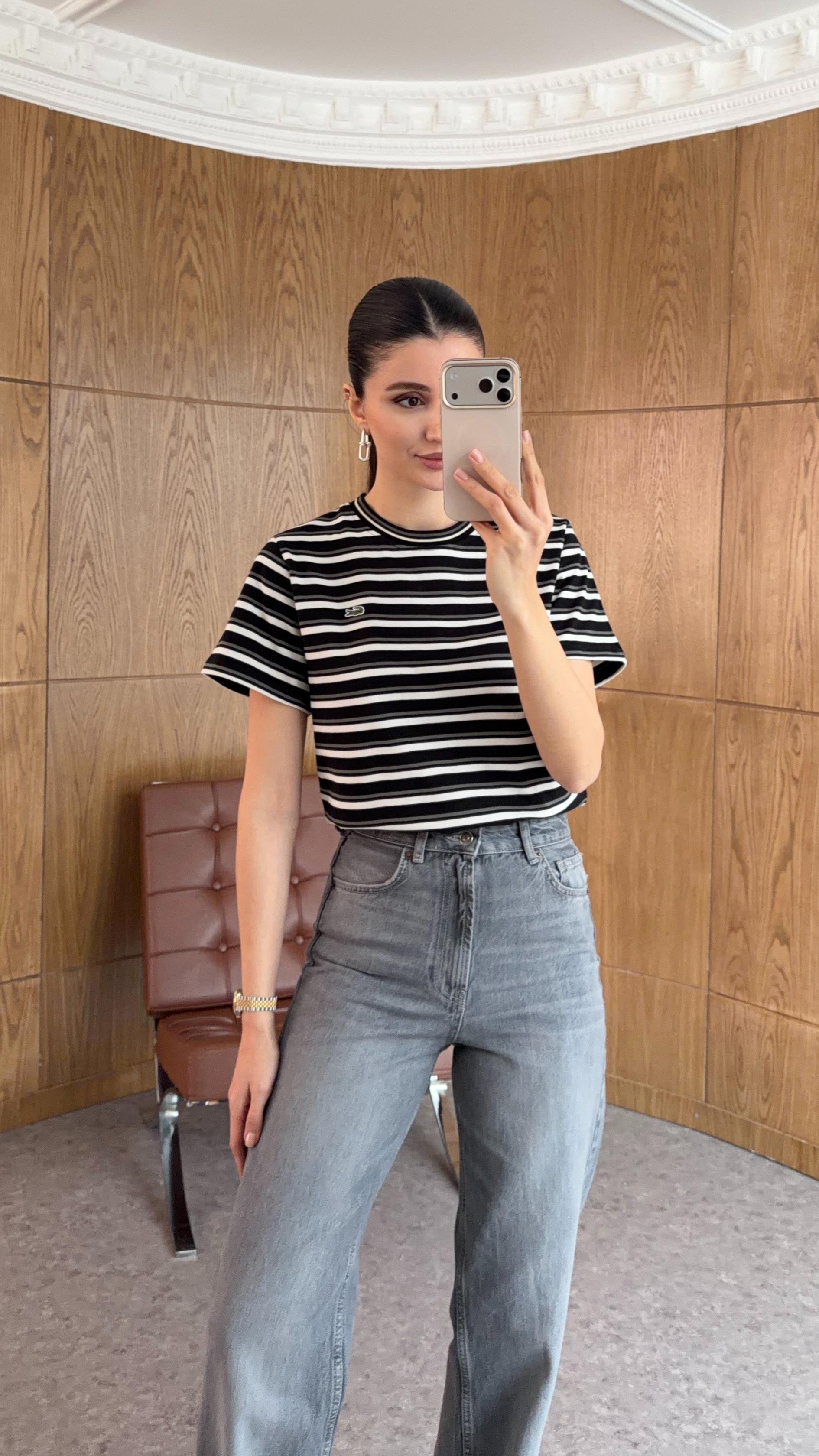 Siyah Çizgili Coste Tshirt