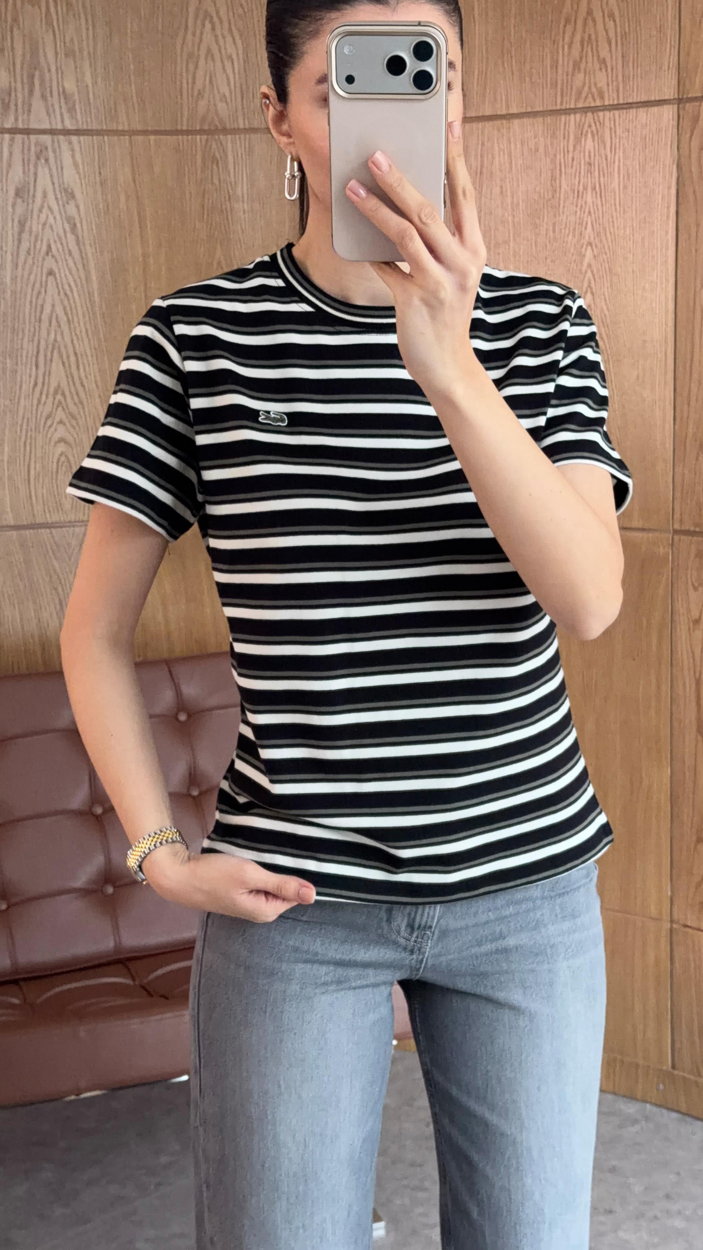 Siyah Çizgili Coste Tshirt