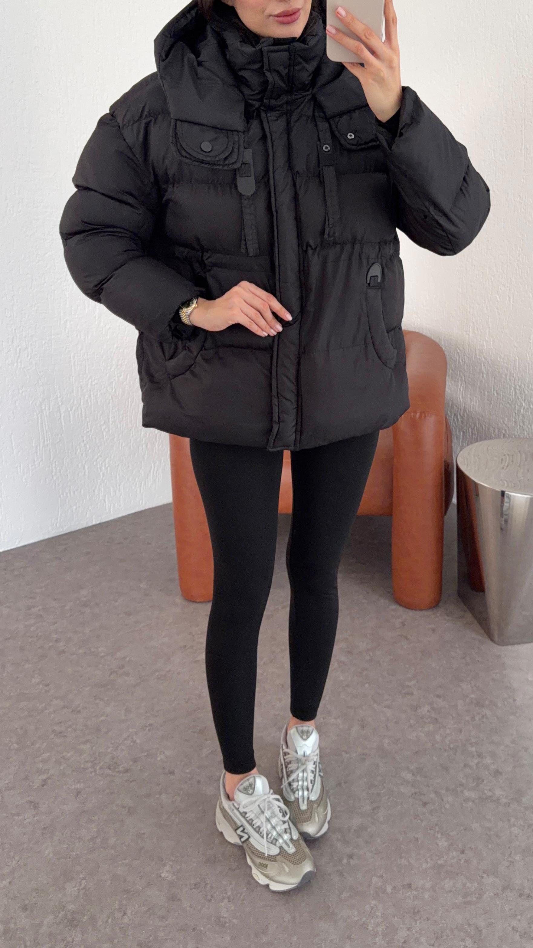 Siyah Premium Şişme Mont