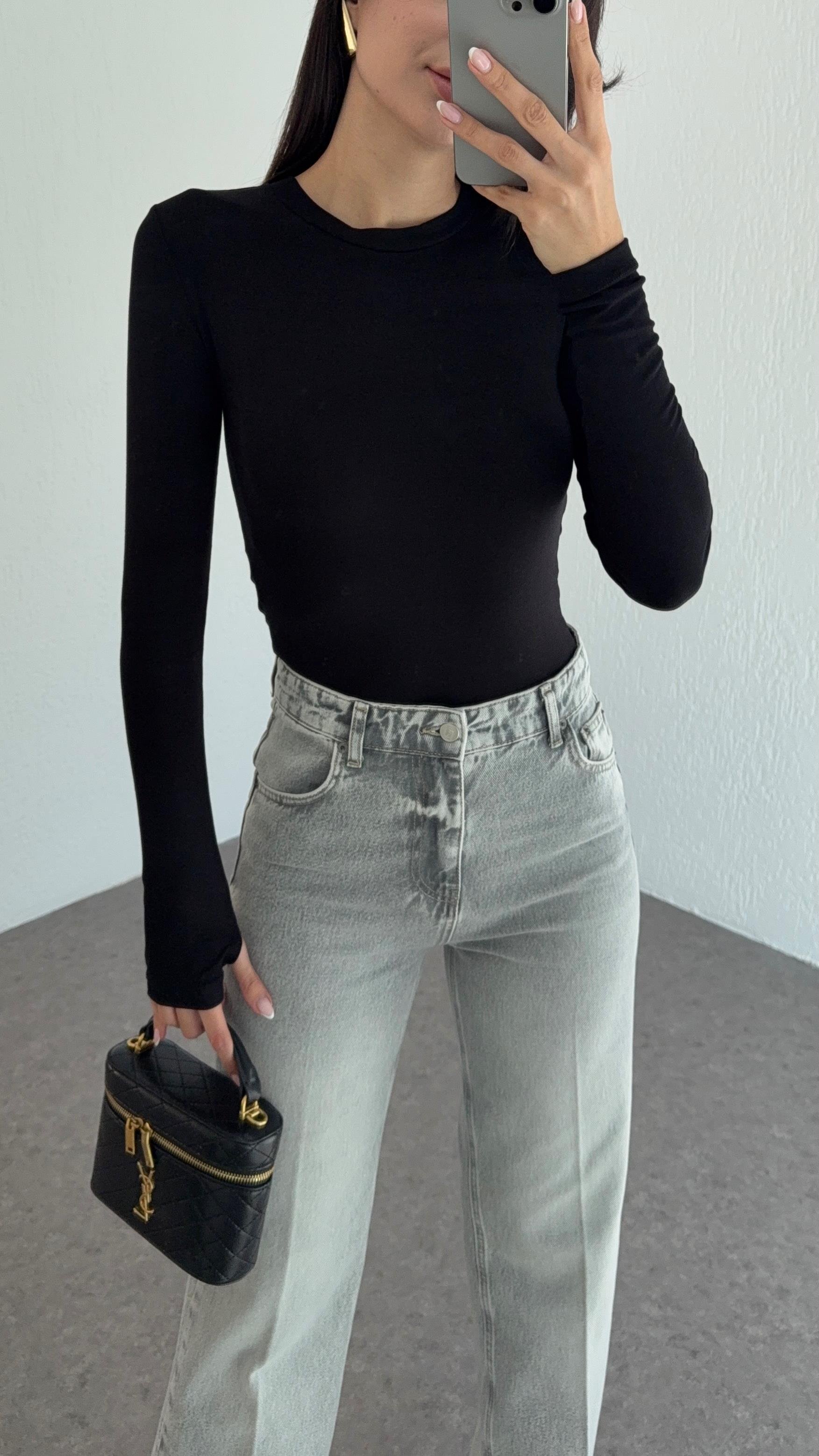 Soft Touch Basic Siyah Bluz