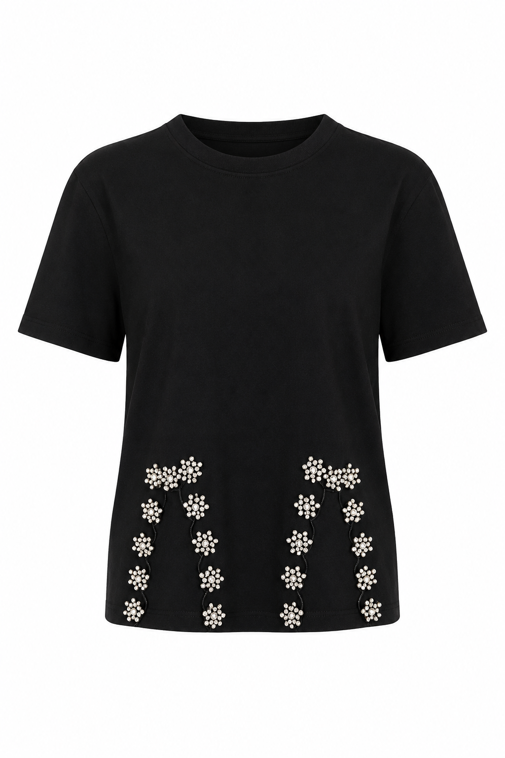 Taş Yırtmaçlı Siyah Tshirt