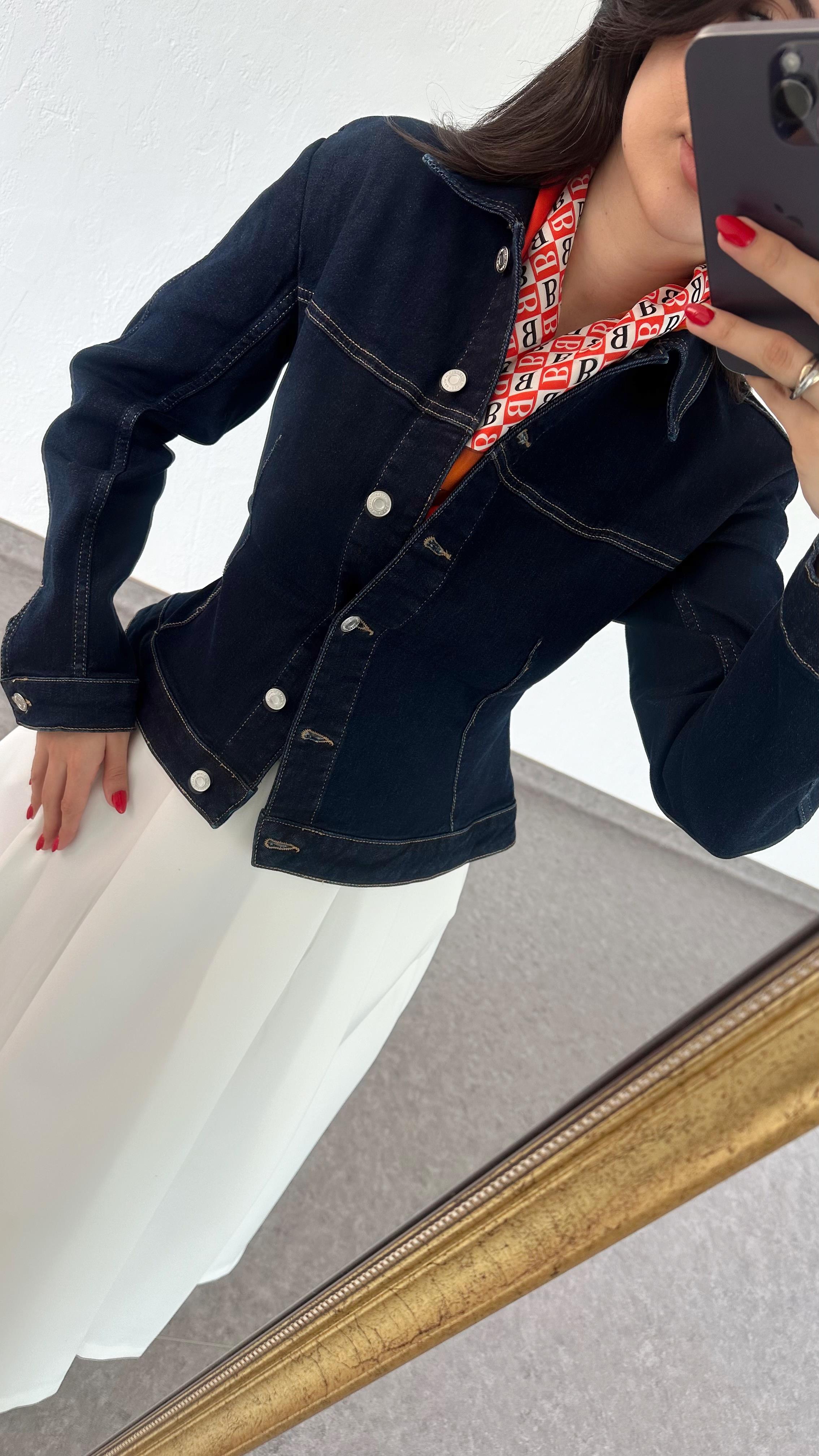 Tasarım Koyu Mavi Denim Ceket