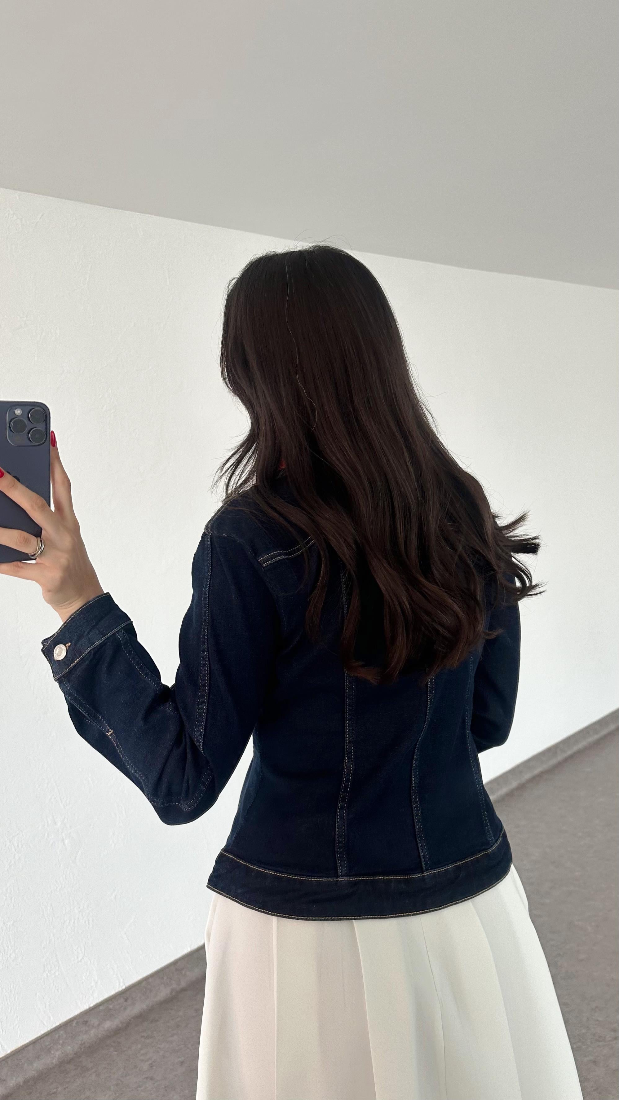 Tasarım Koyu Mavi Denim Ceket