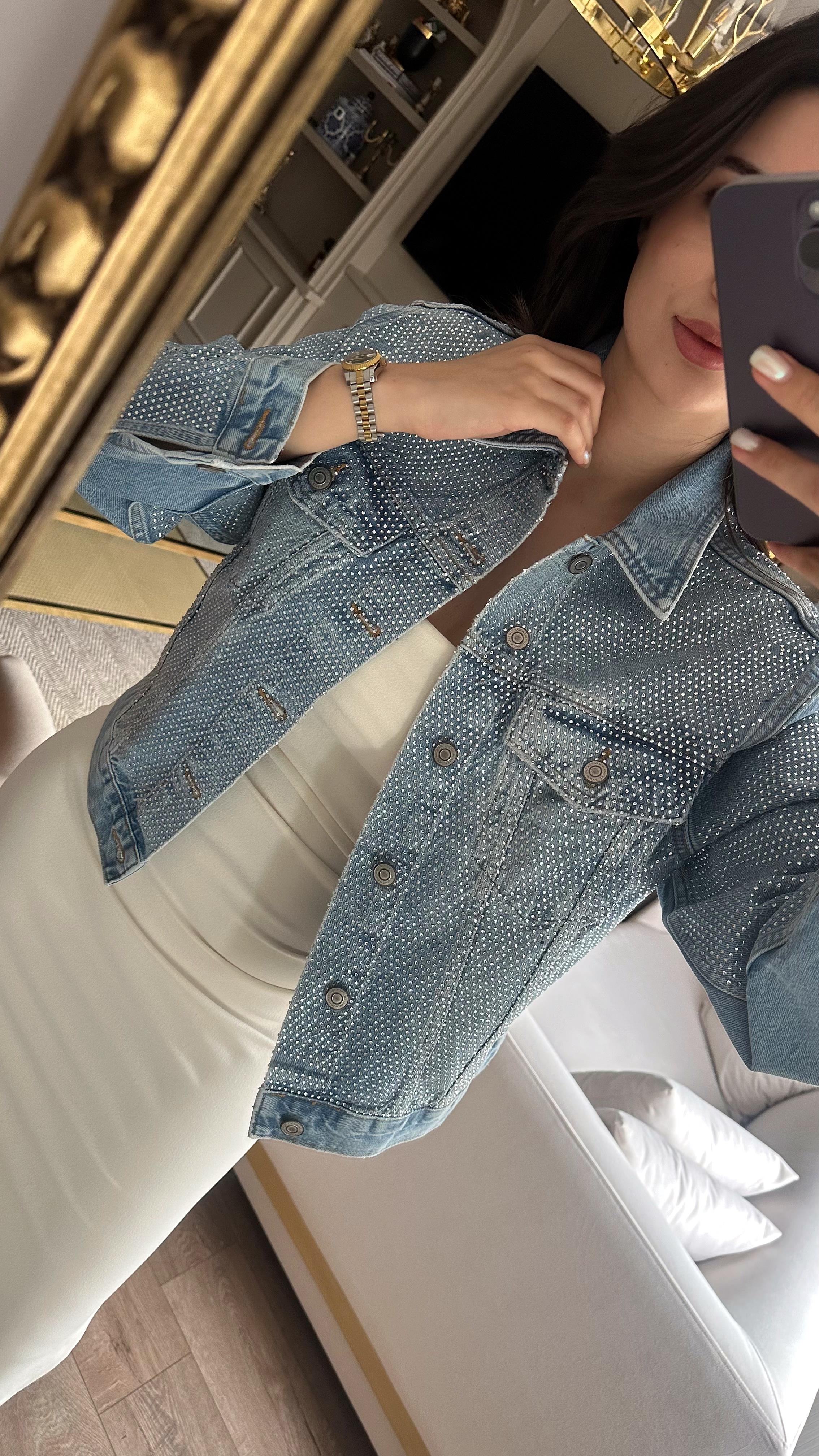 Taşlı Denim Ceket