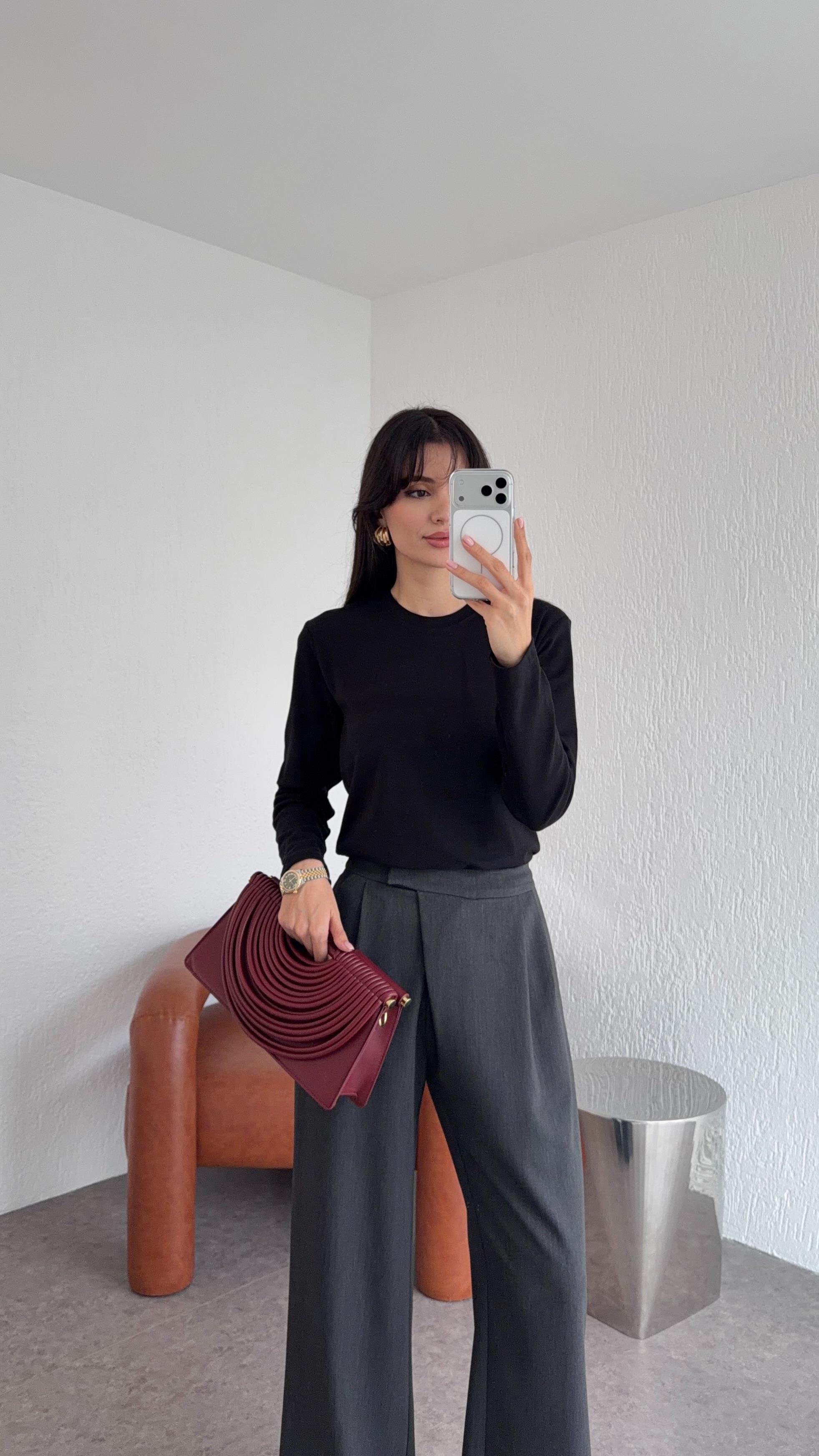 Tok Dokulu Basic Siyah Bluz