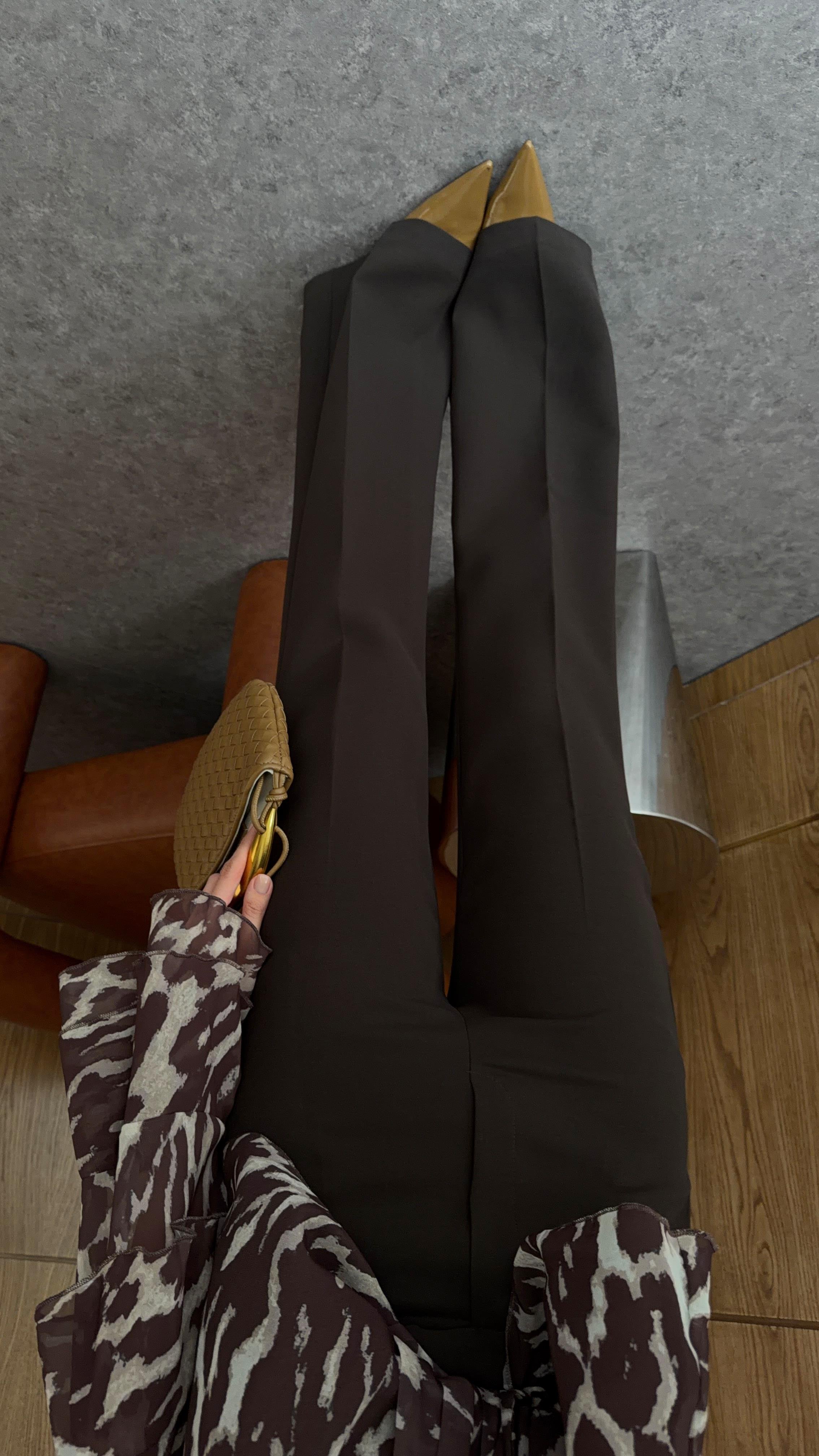 Tok Kumaş Kahverengi İspanyol Kumaş Pantolon