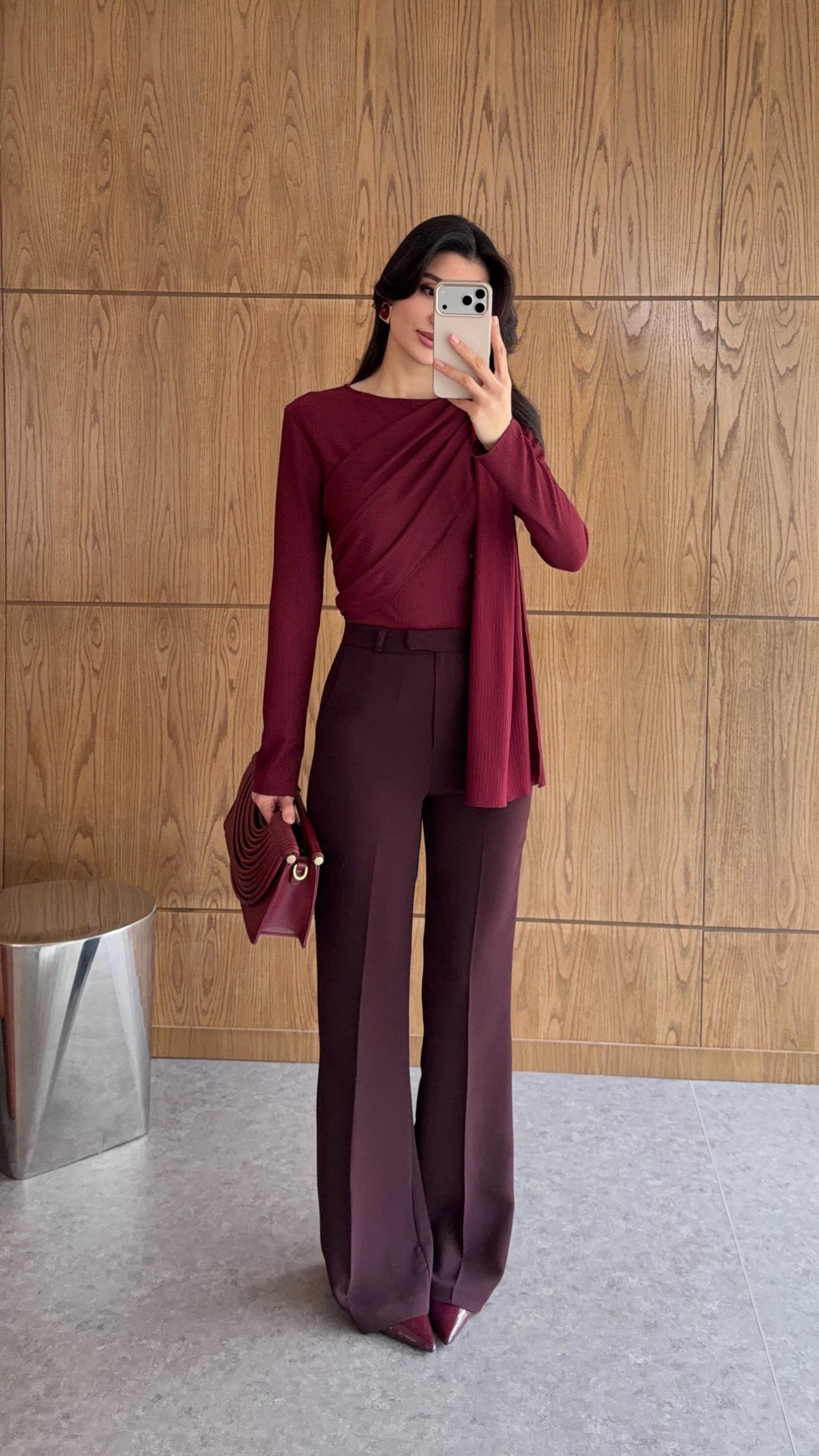 Tok Kumaş Mürdüm İspanyol Kumaş Pantolon