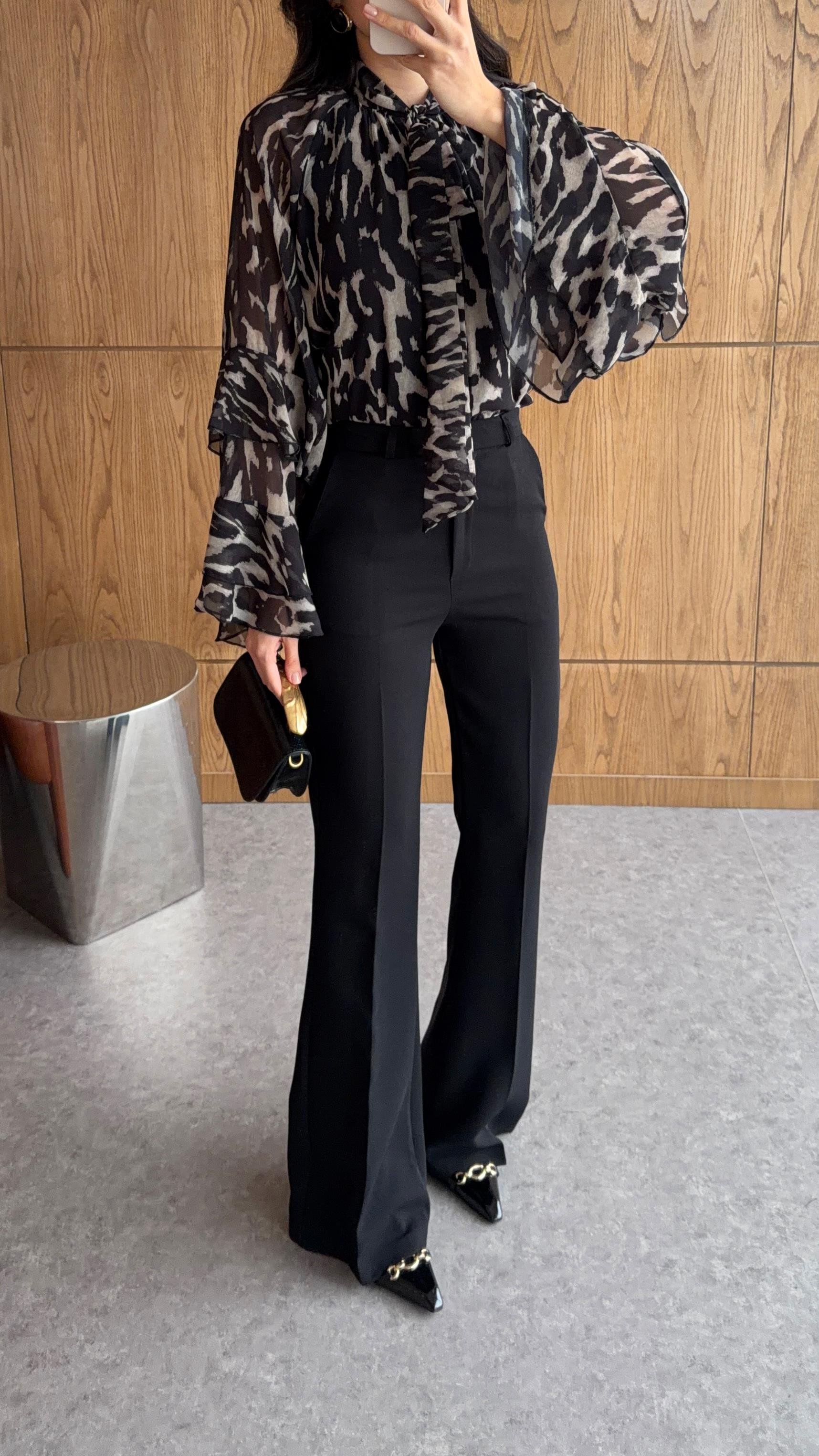 Tok Kumaş Siyah İspanyol Kumaş Pantolon