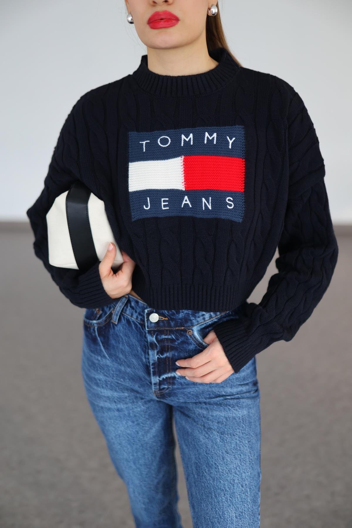 Tomy Crop Lacivert Kazak