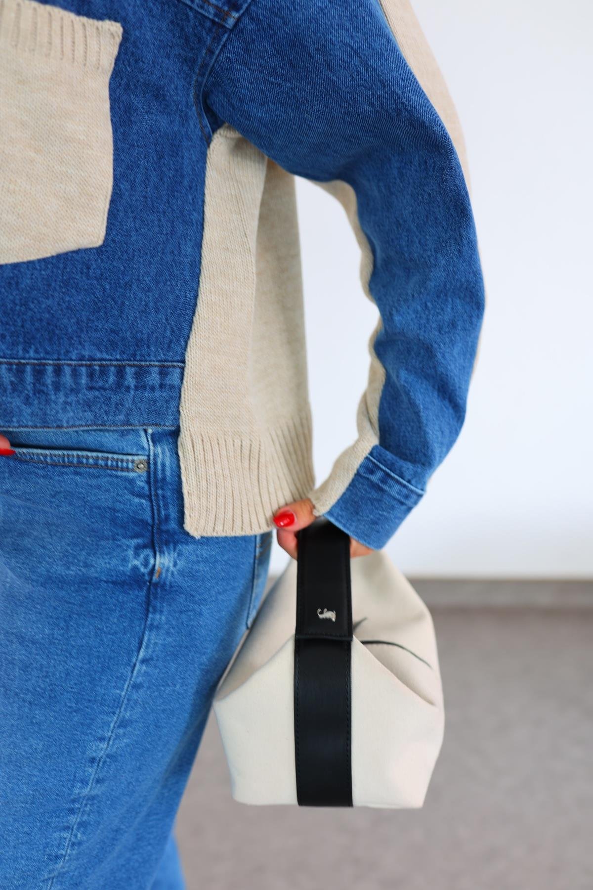 Triko Garnili Denim Ceket