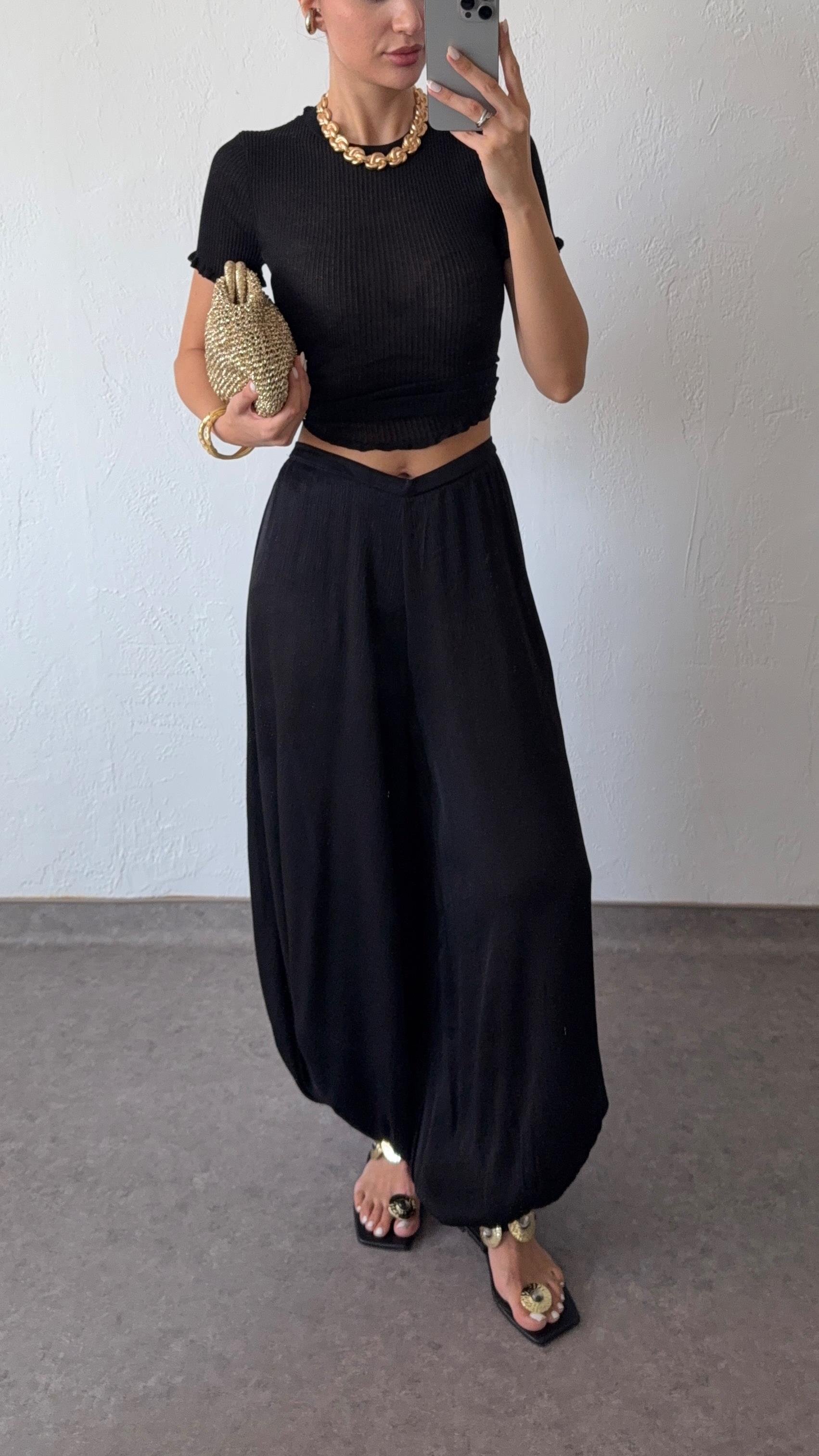 V Kesim Siyah Şalvar