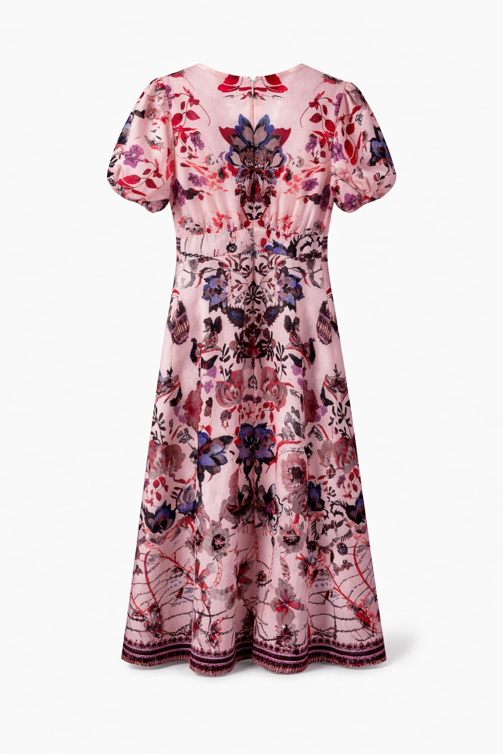 V Yaka Floral Elbise