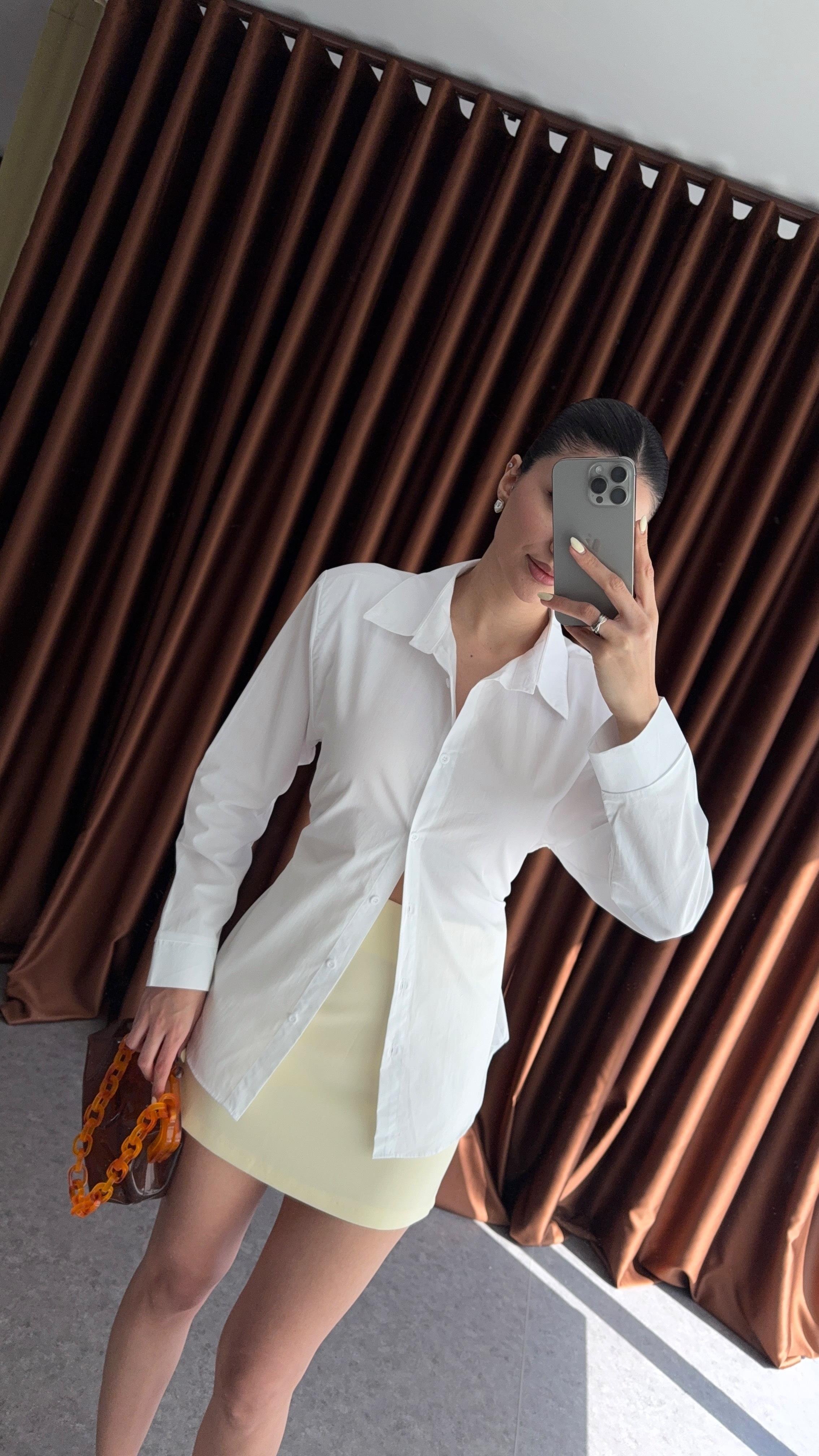 Vatkalı Bağlamalı Beyaz Gömlek