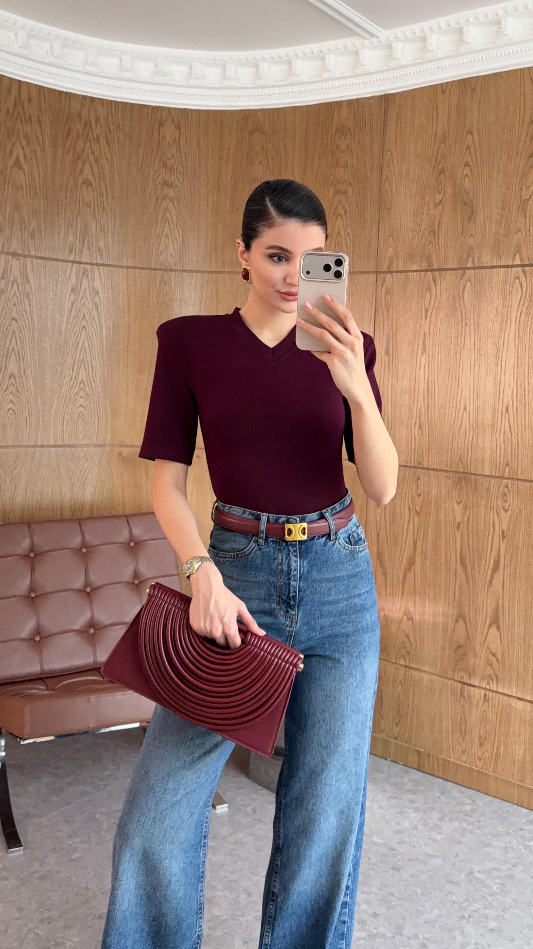 Vatkalı Bordo Bodysuit(Ön Sipariştir,2 Şubatta Kargolanacaktır.)