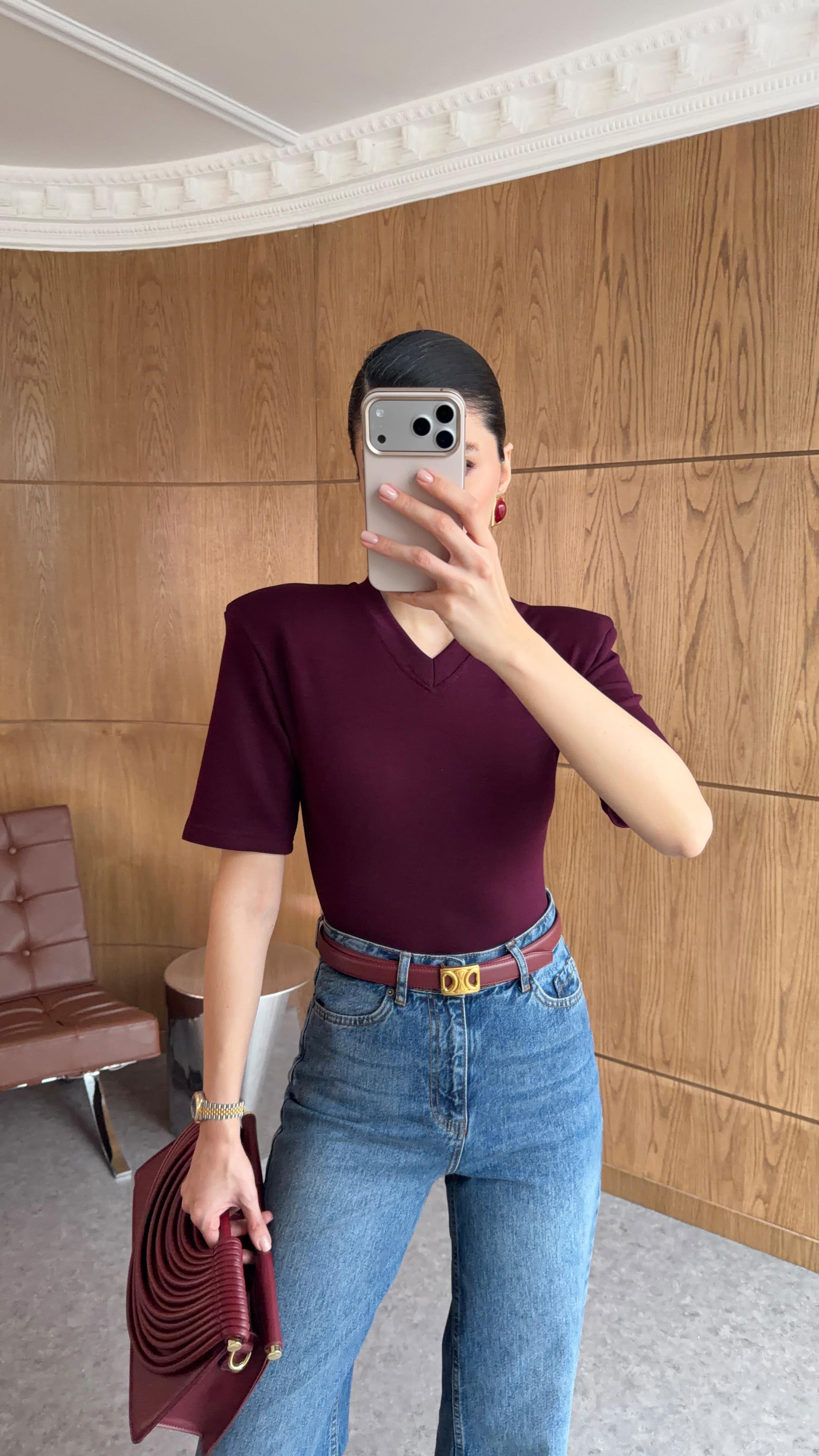 Vatkalı Bordo Bodysuit(Ön Sipariştir,2 Şubatta Kargolanacaktır.)