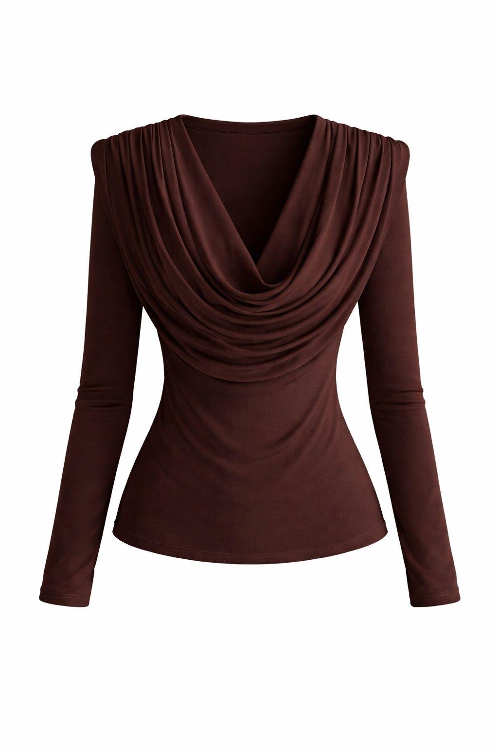 Vatkalı Drapeli Kahve Bluz