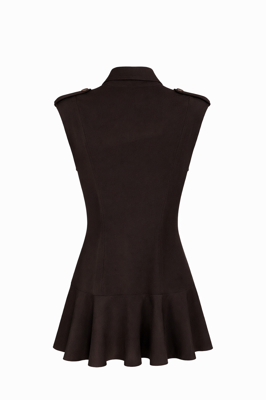 Vatkalı Kahverengi Mini Elbise