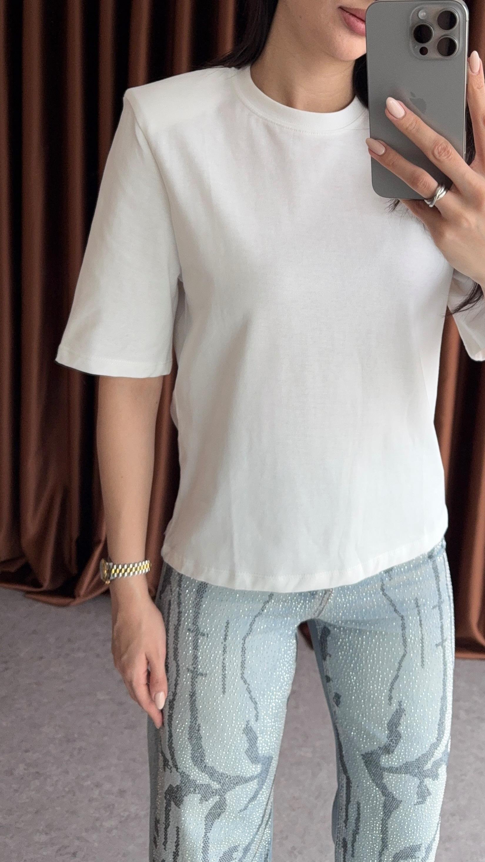 Vatkalı Premium Basic Beyaz Tshirt