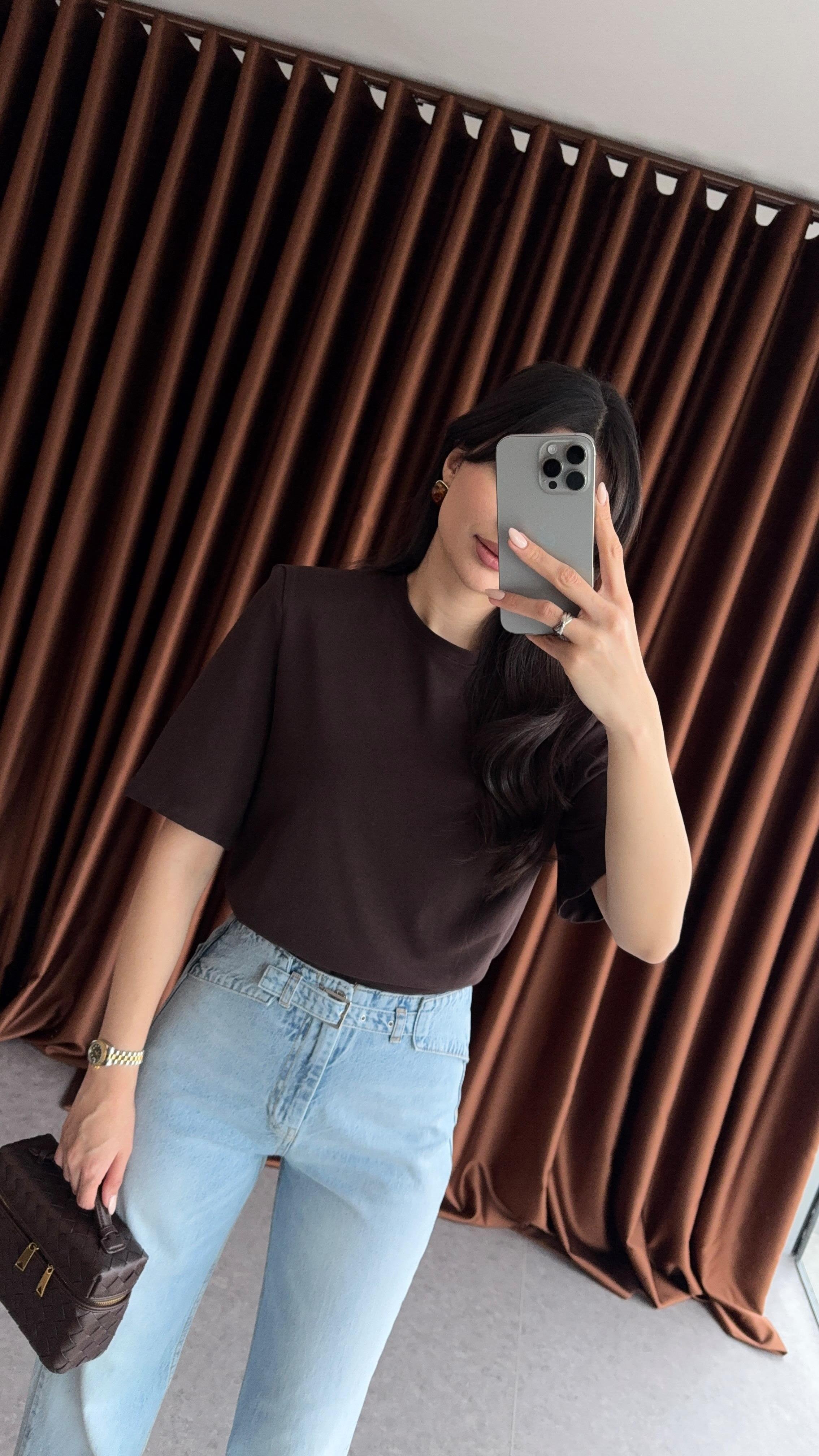 Vatkalı Premium Basic Kahve Tshirt