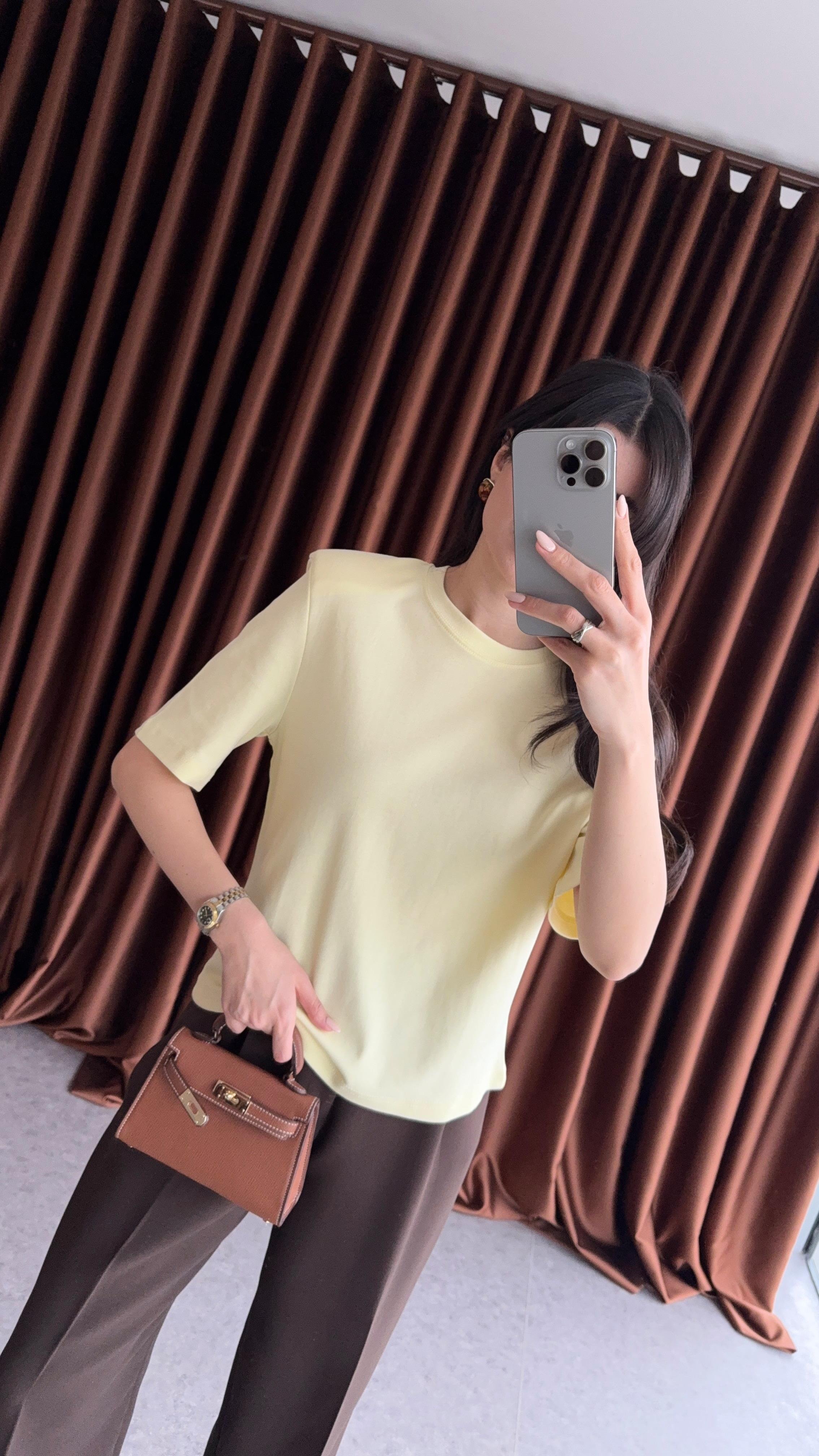 Vatkalı Premium Basic Sarı Tshirt