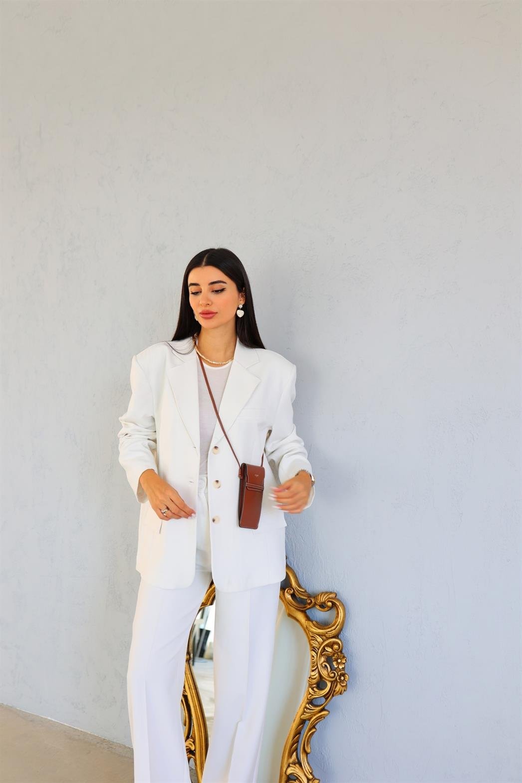 Vintage Kesim Beyaz Blazer