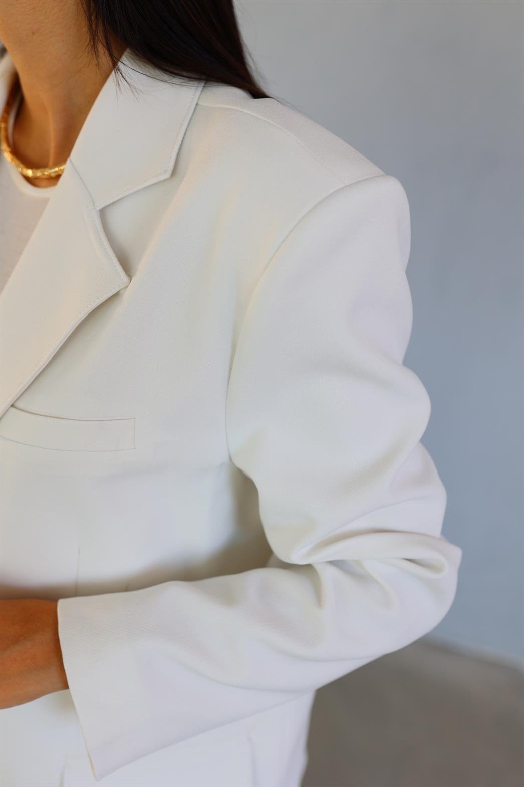Vintage Kesim Beyaz Blazer
