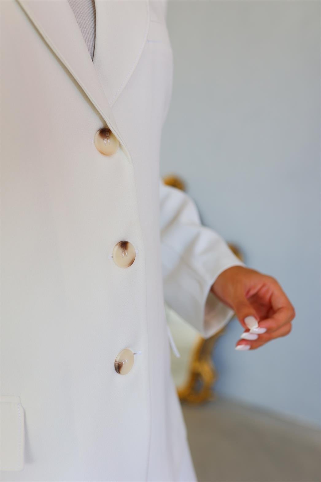 Vintage Kesim Beyaz Blazer