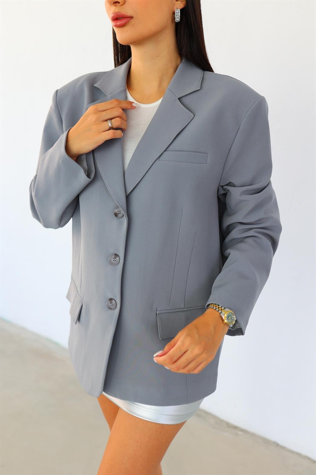 Vintage Kesim Gri Blazer