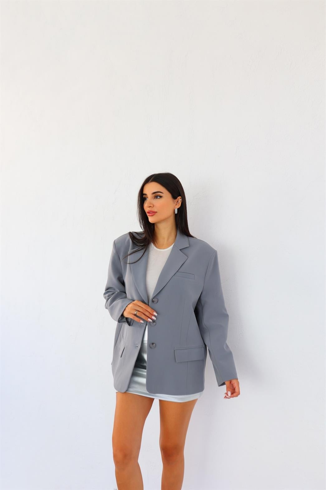 Vintage Kesim Gri Blazer