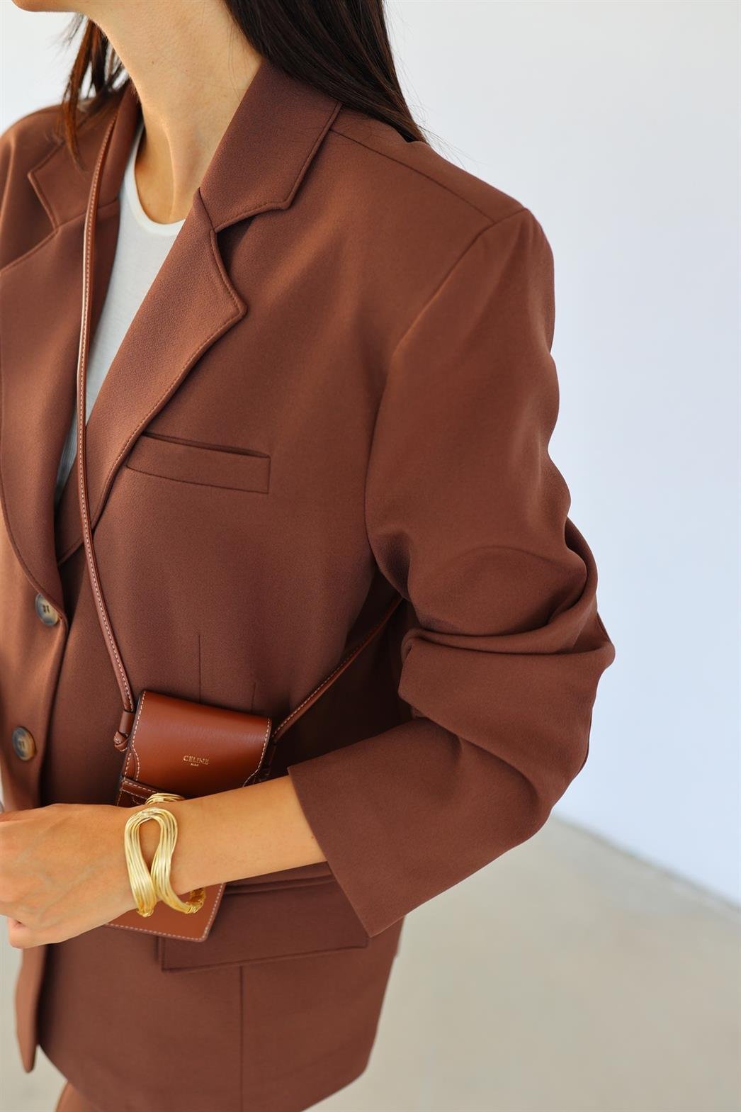 Vintage Kesim Kahverengi Blazer