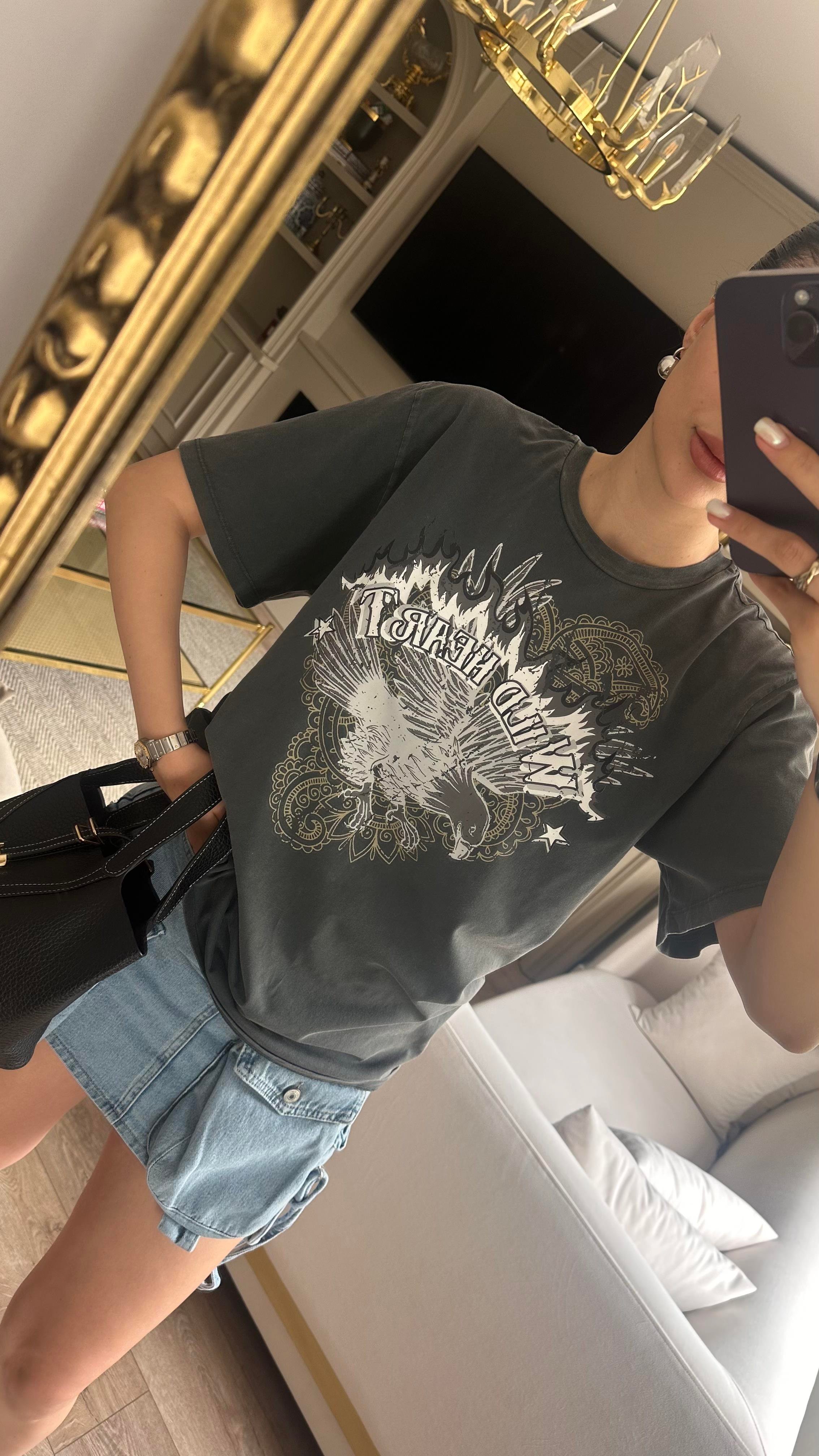 Wild Yıkamalı Antrasit Tshirt