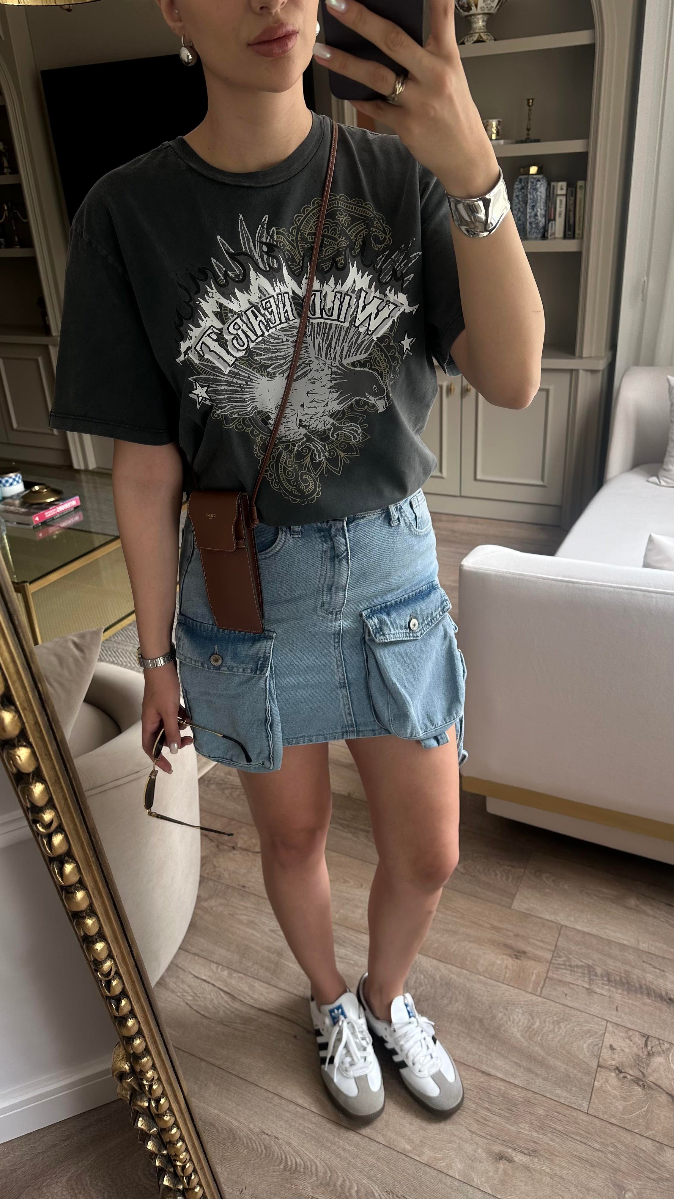 Wild Yıkamalı Antrasit Tshirt