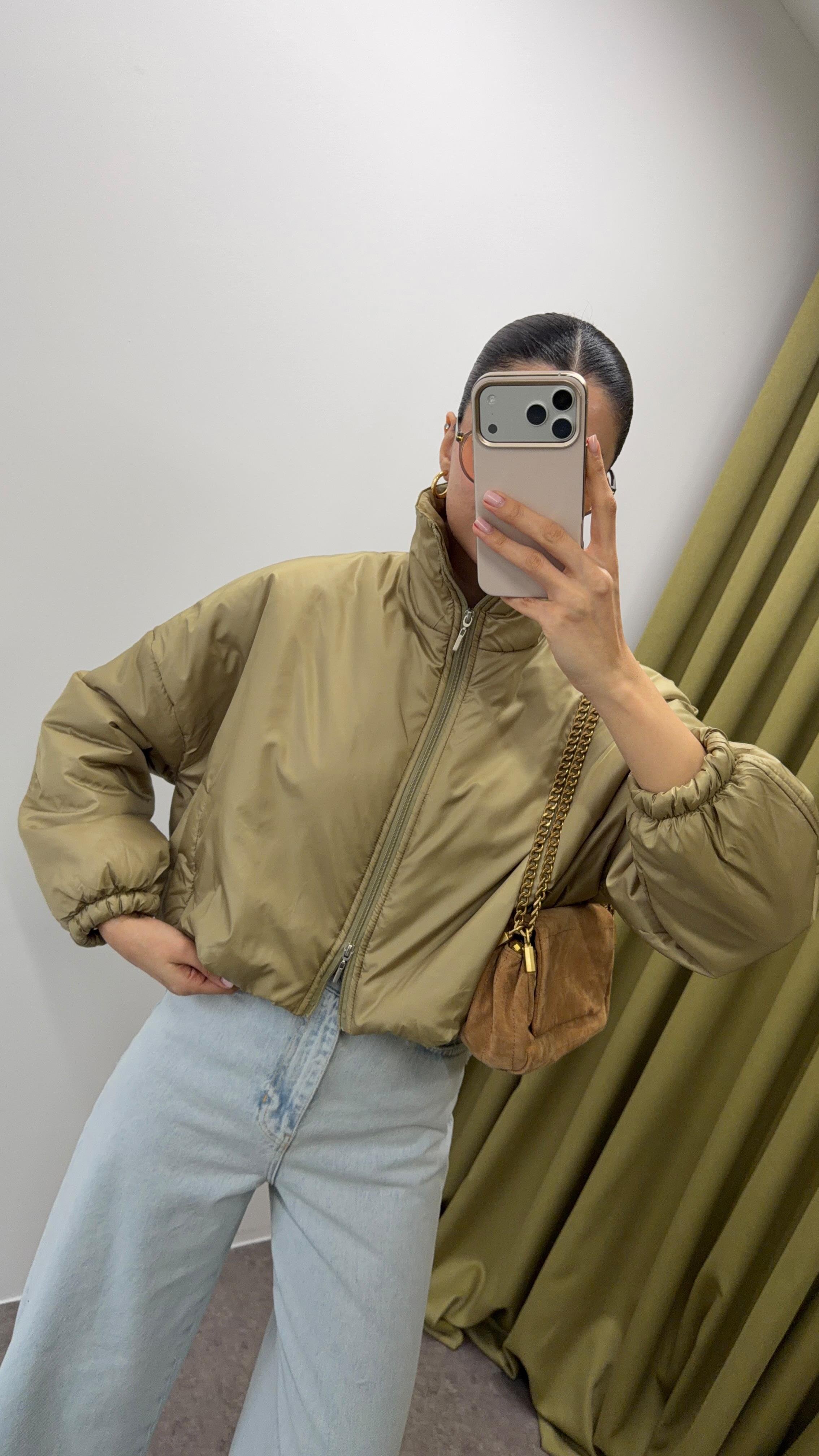 Yağ Yeşili Hafif Mont