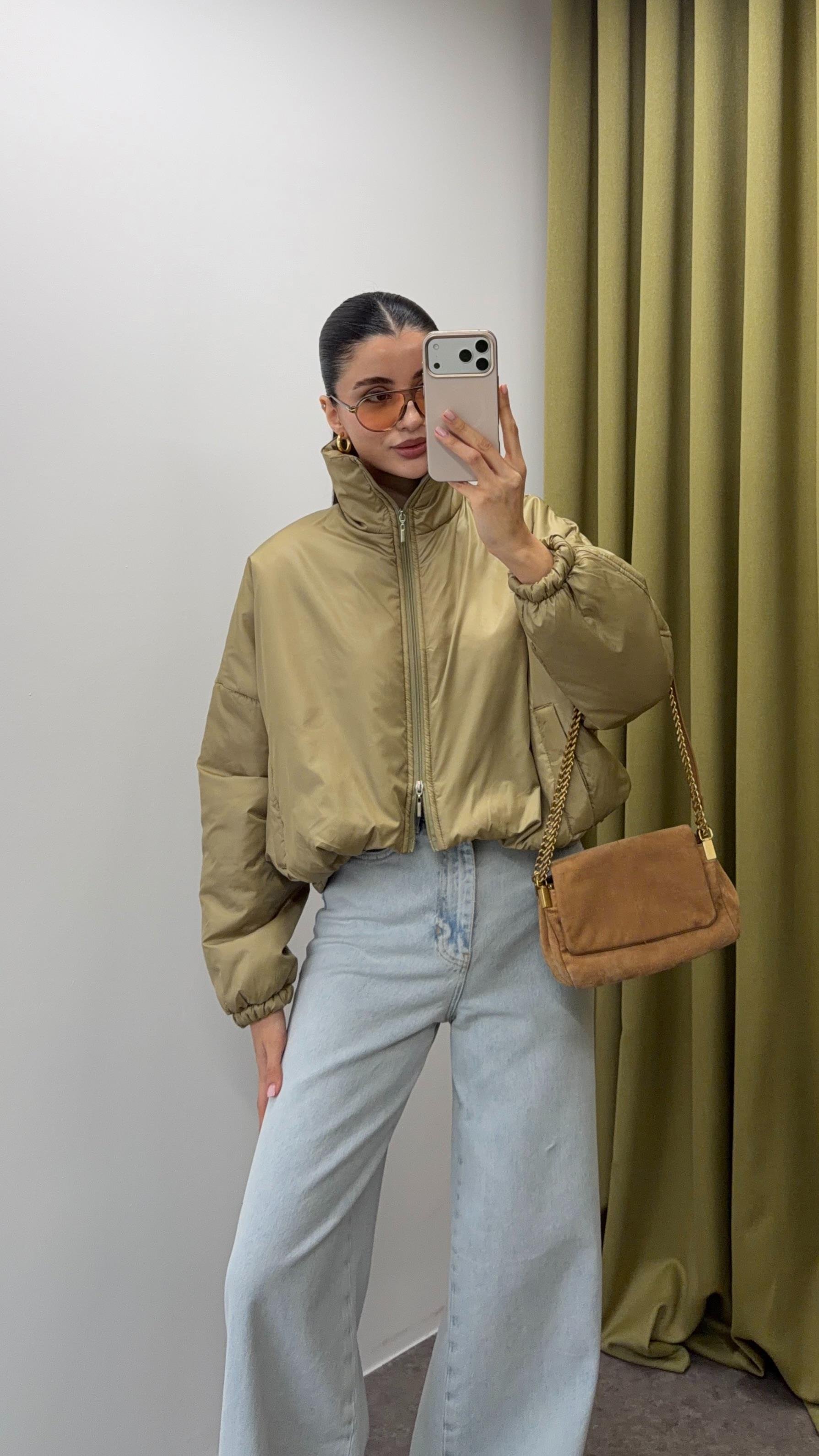 Yağ Yeşili Hafif Mont