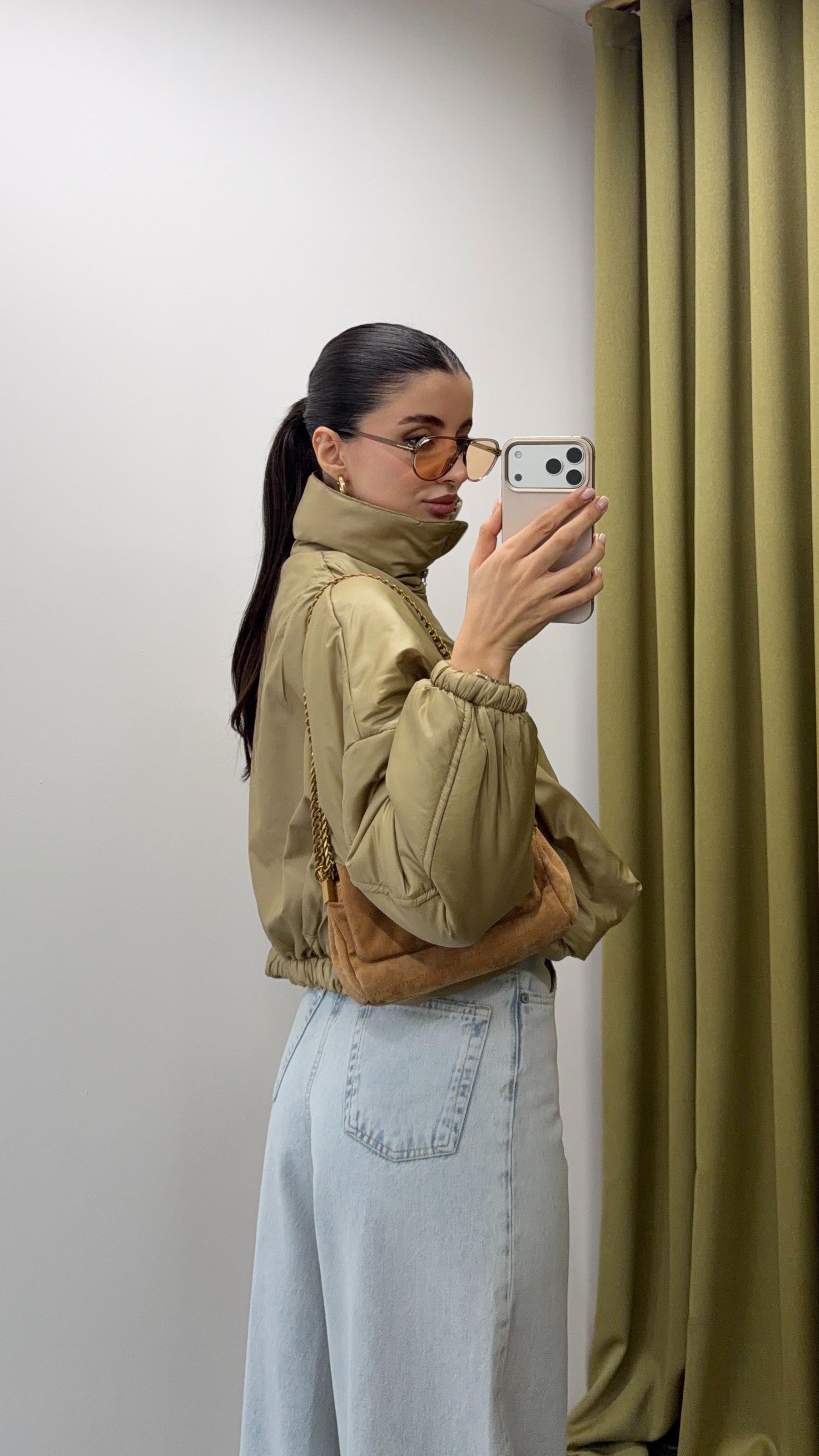 Yağ Yeşili Hafif Mont